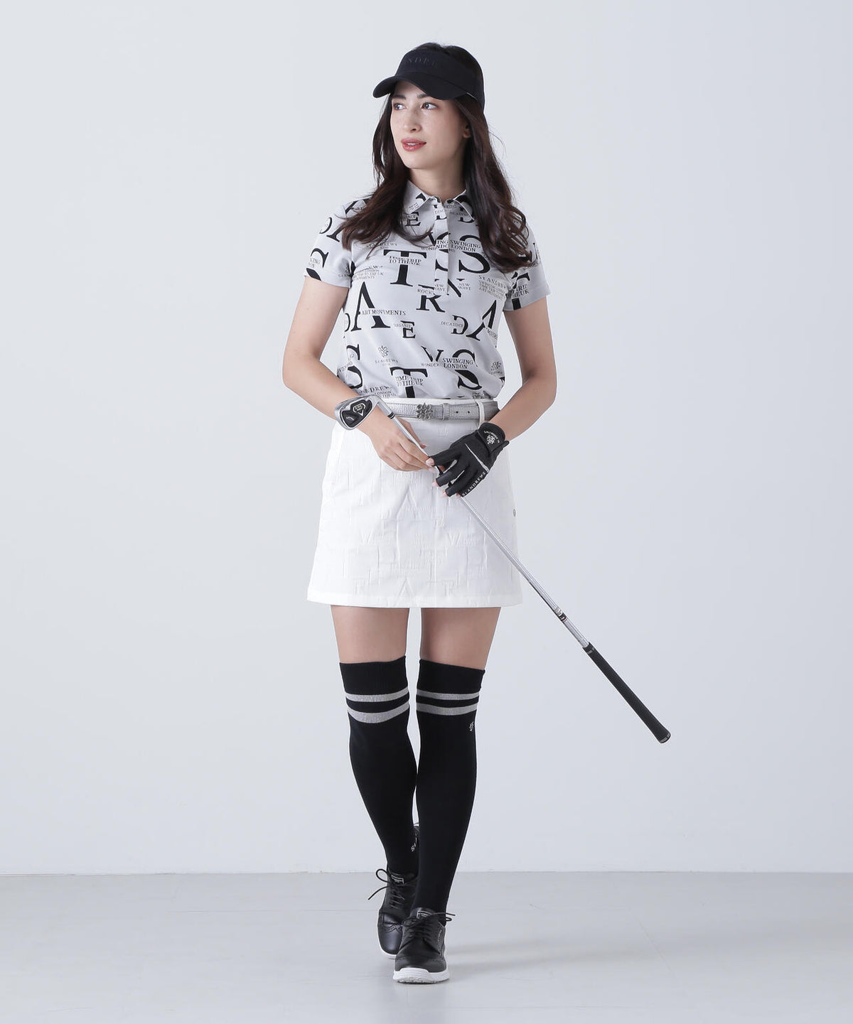 コンセプト柄ジャガード半袖シャツ (WOMENS)
