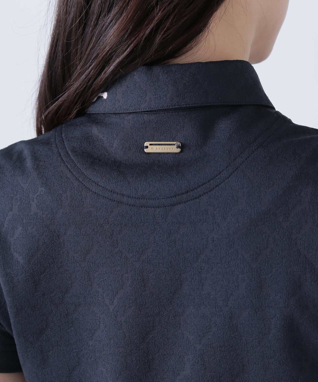 レトロアラベスク柄ジャガード半袖シャツ (WOMENS)