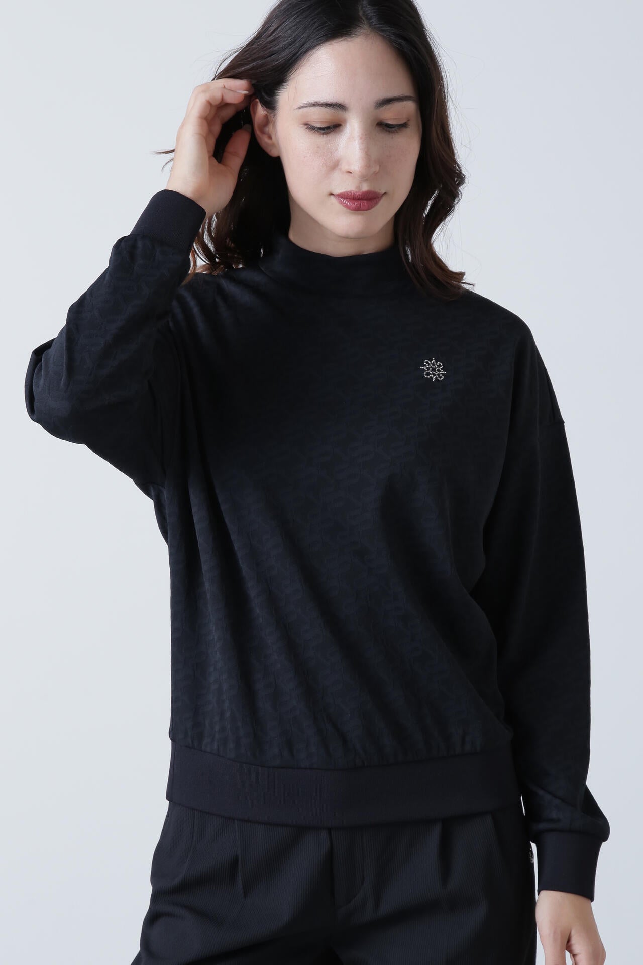 STAドットジャガード長袖ハイネックカットソー (WOMENS)