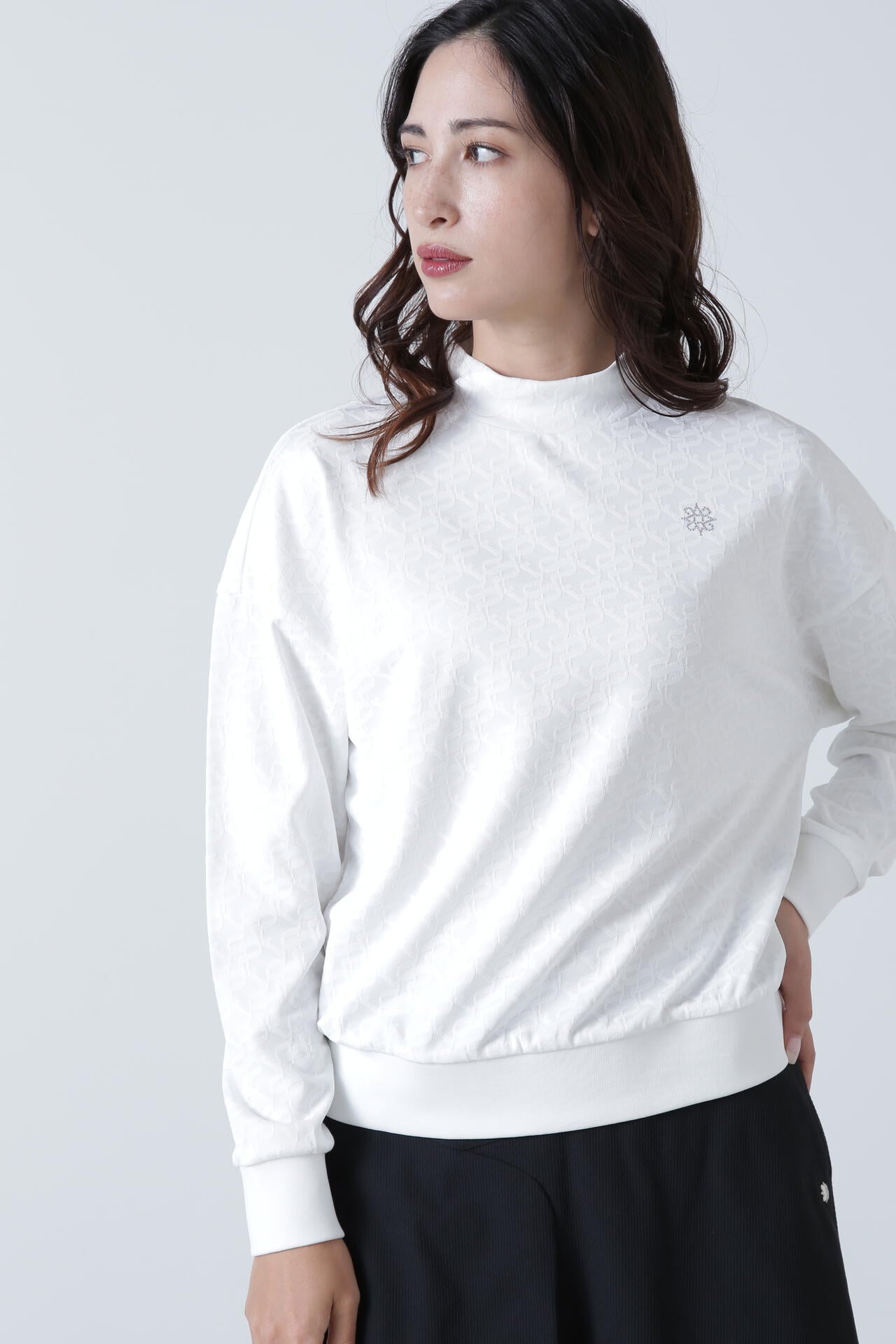 STAドットジャガード長袖ハイネックカットソー (WOMENS)