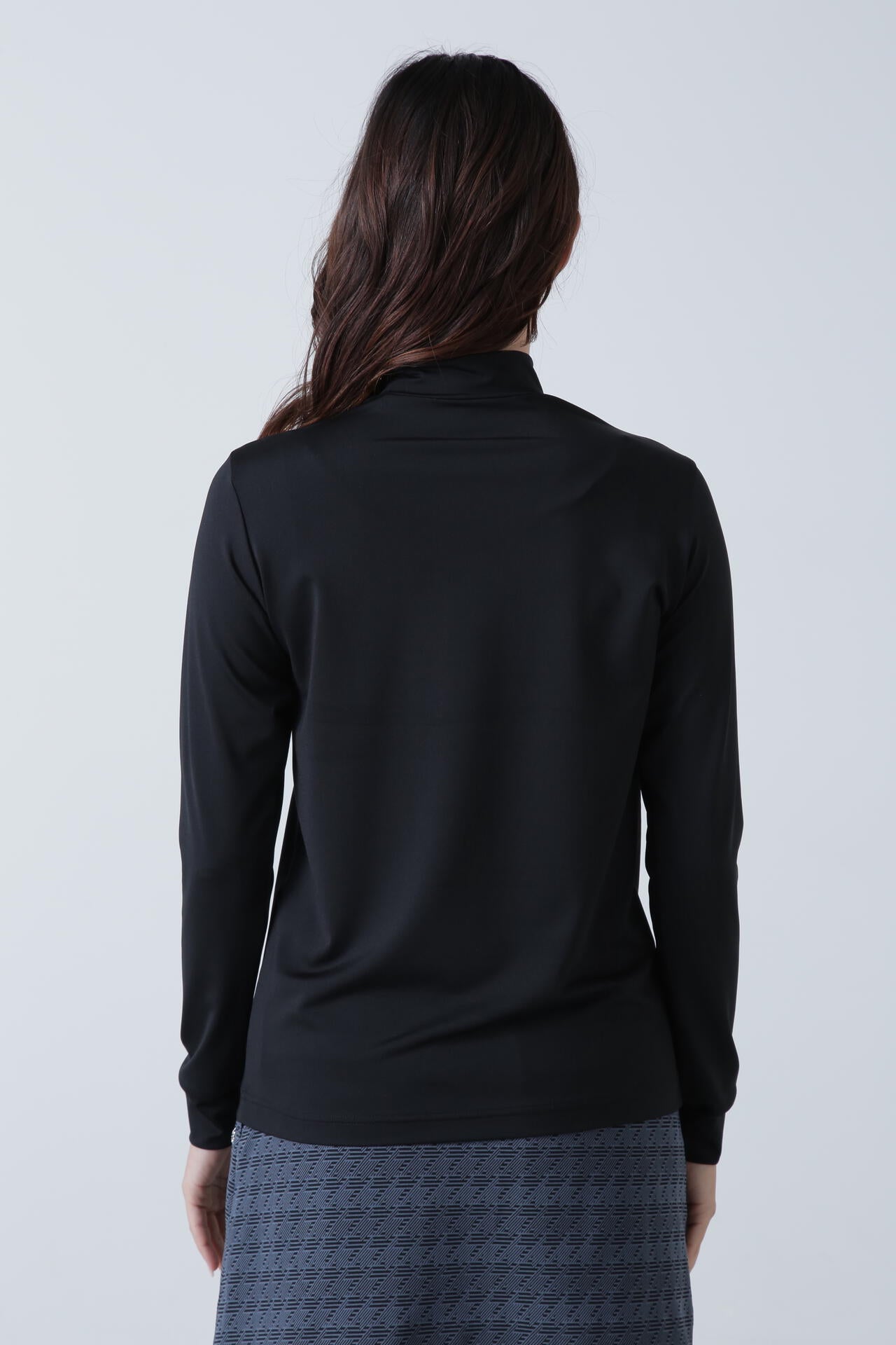 カチオンポリエステルベア天長袖ハイネックカットソー (WOMENS)