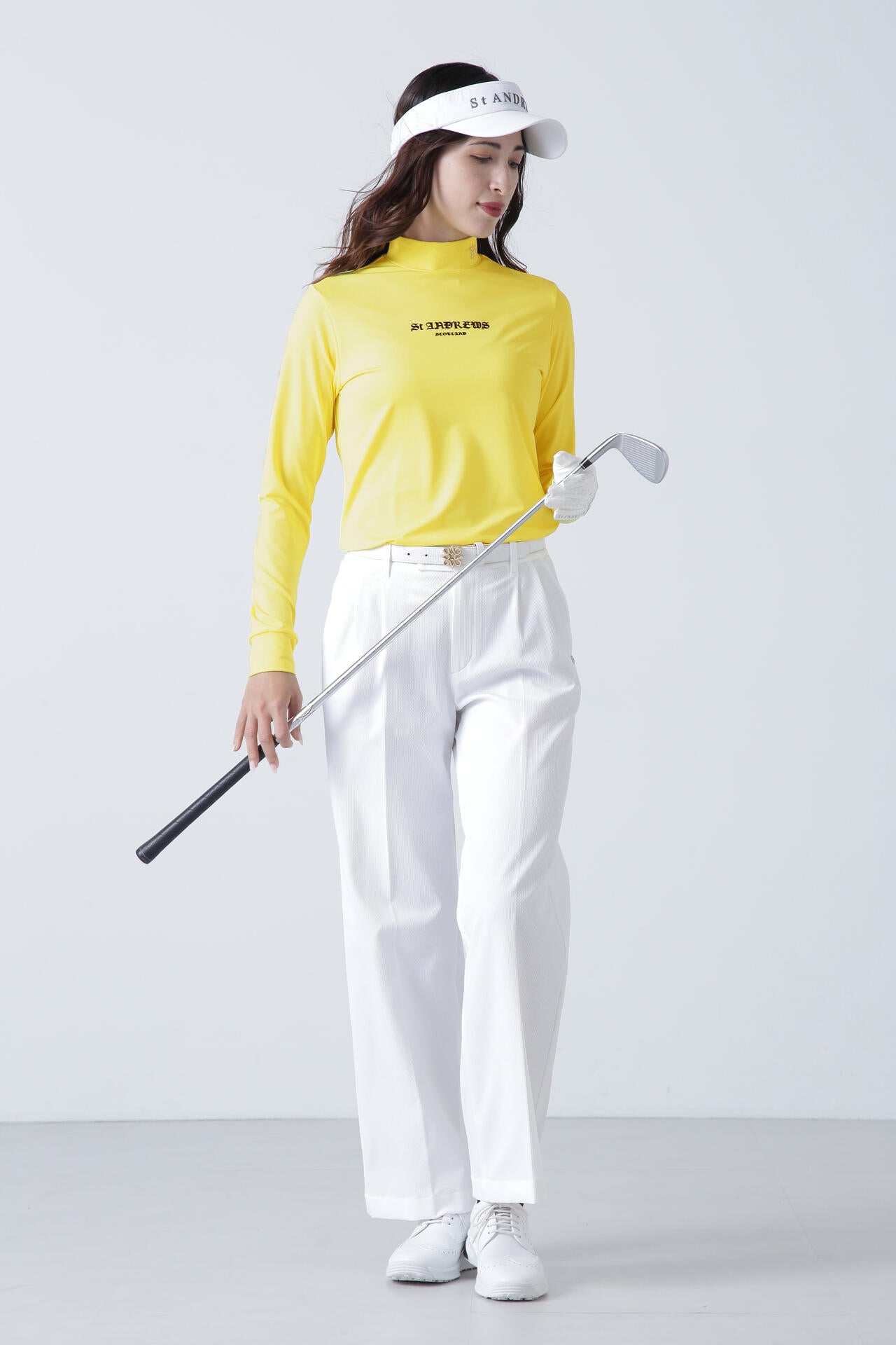 カチオンポリエステルベア天長袖ハイネックカットソー (WOMENS)