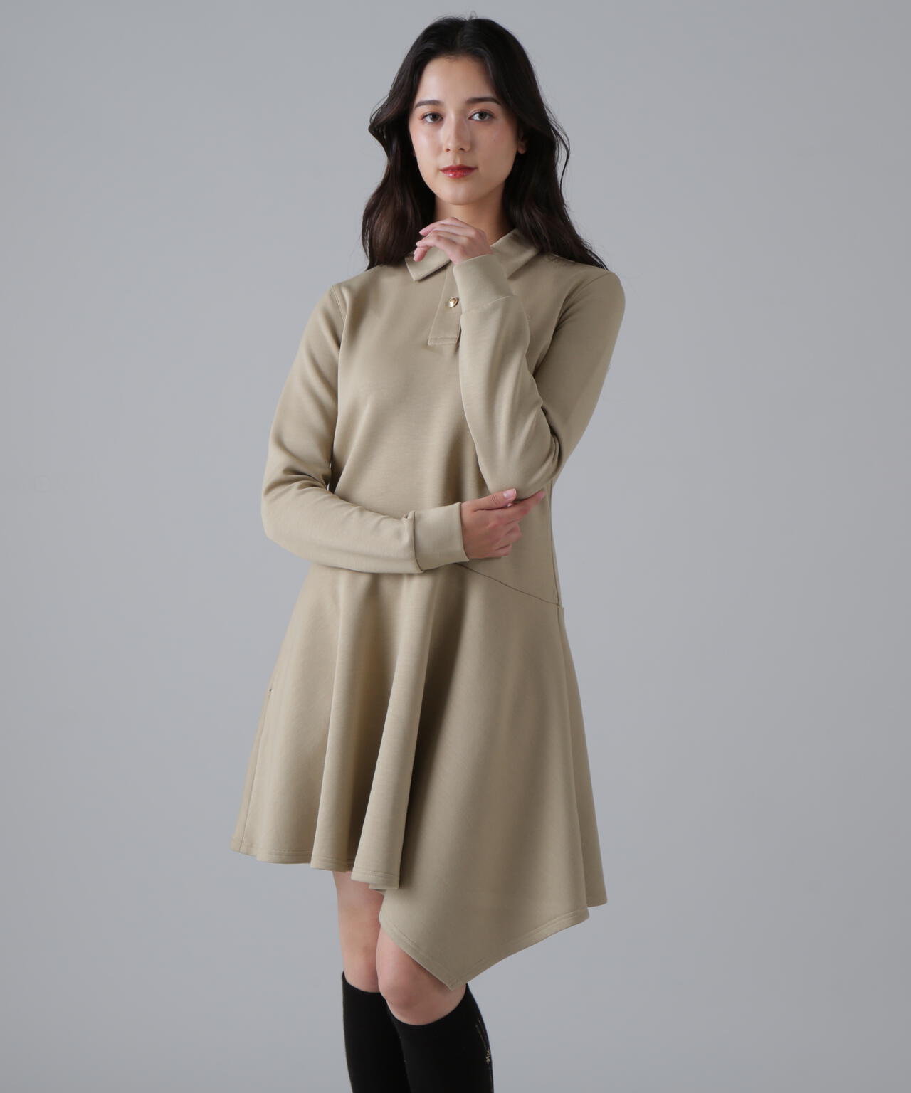 ダンボールニットポロワンピース (WOMENS)