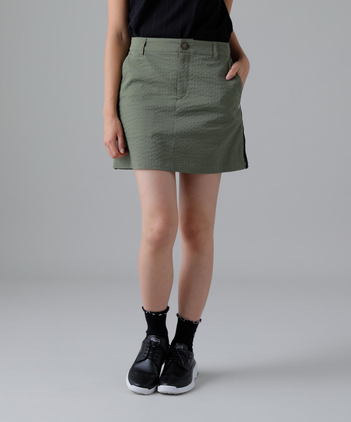 ドットストライプジャカード台形スカート (WOMENS)