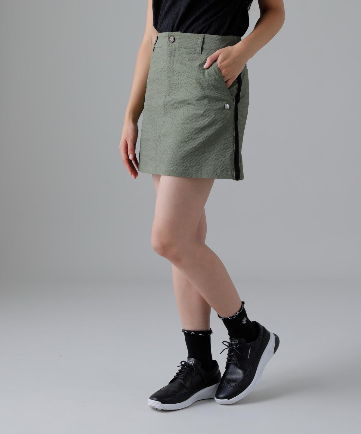ドットストライプジャカード台形スカート (WOMENS)