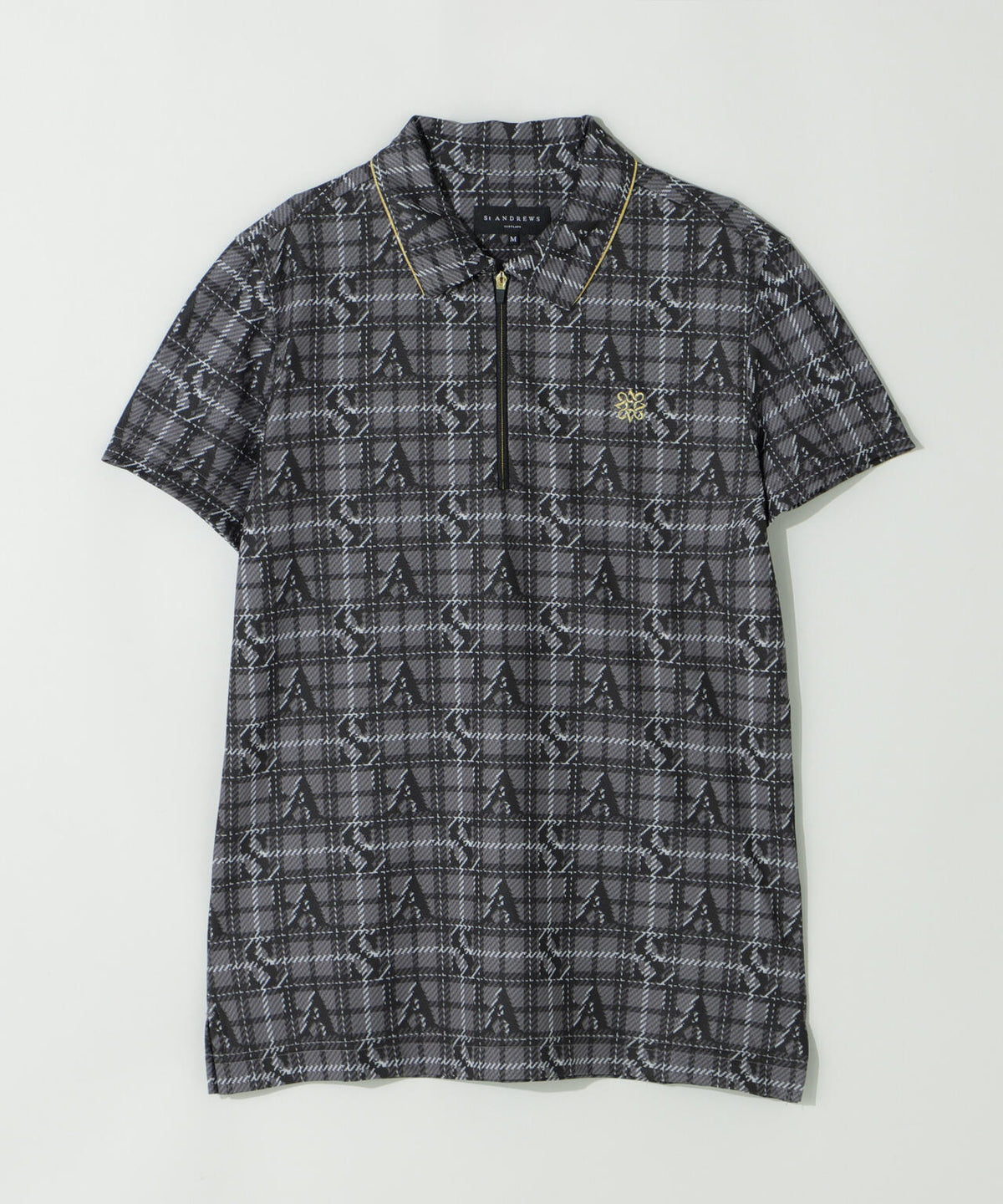 トリコットメッシュロゴチェックプリント半袖シャツ (WOMENS)