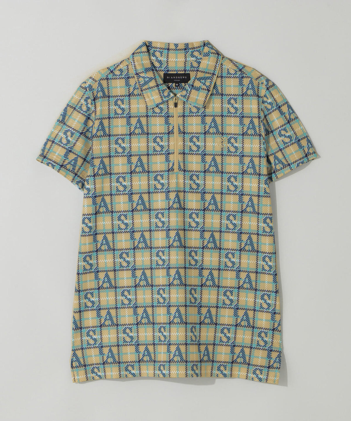 トリコットメッシュロゴチェックプリント半袖シャツ (WOMENS)