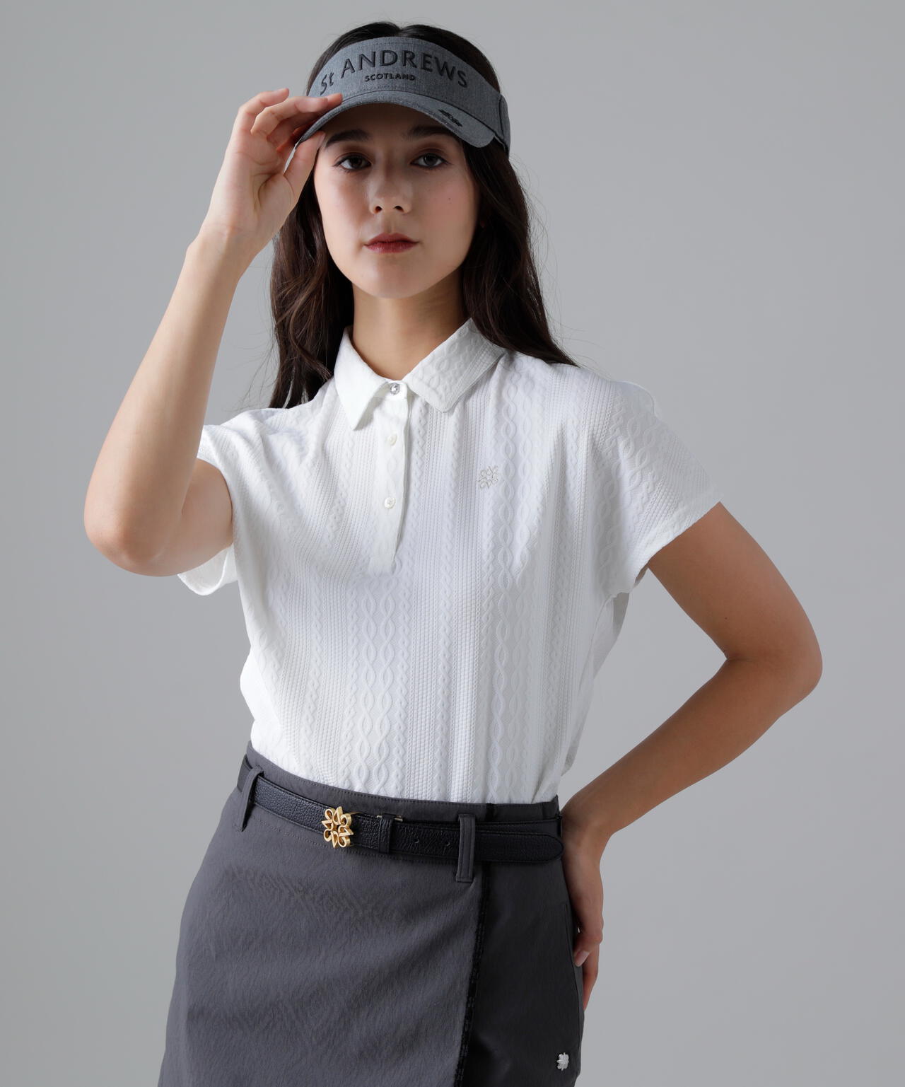 縄柄リンクス半袖シャツ (WOMENS)