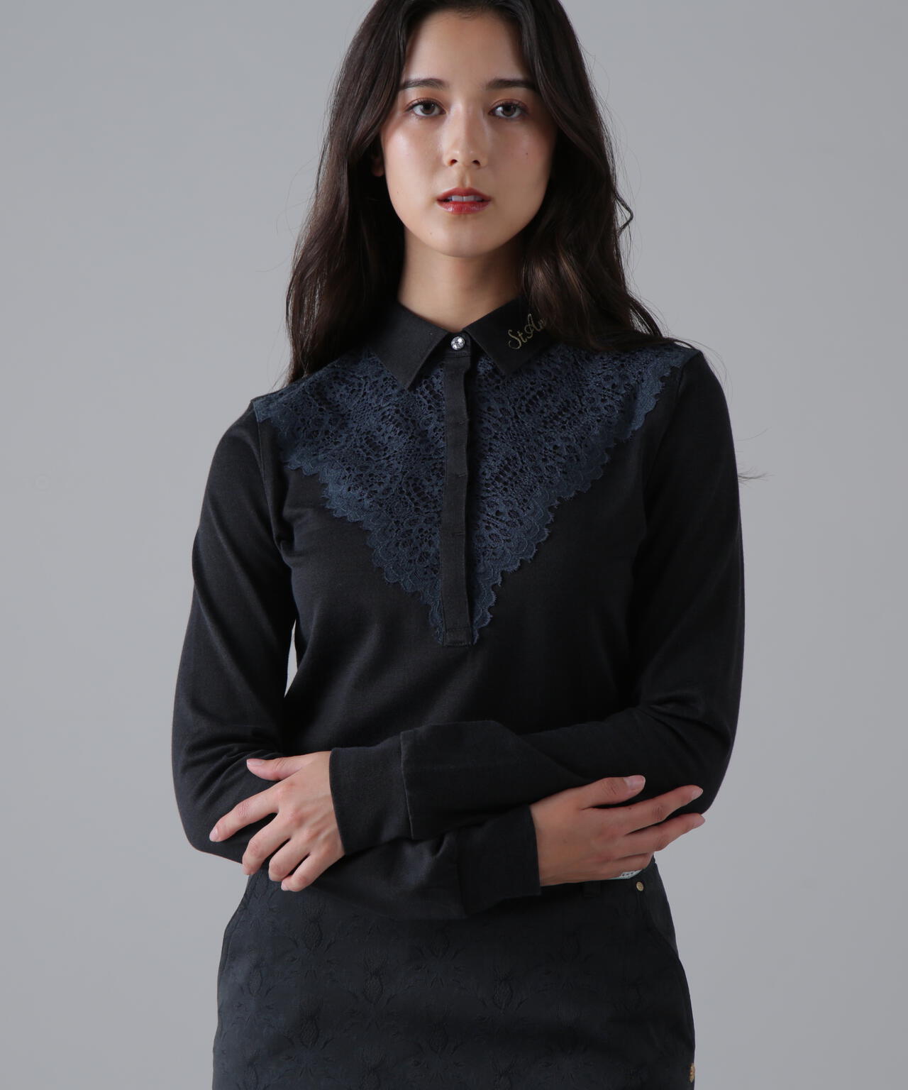 リファインジャージ×レース長袖シャツ (WOMENS)