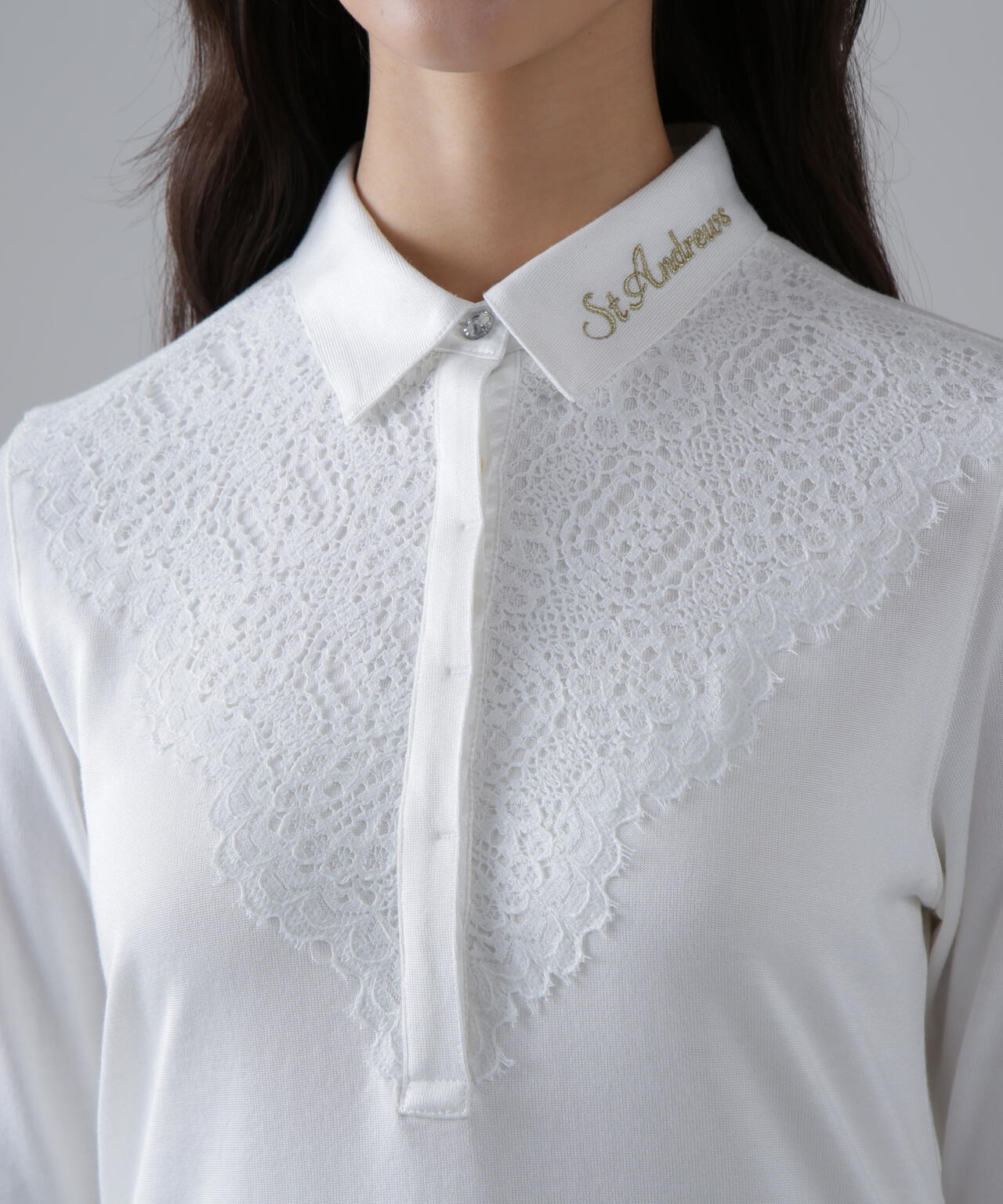 リファインジャージ×レース長袖シャツ (WOMENS)