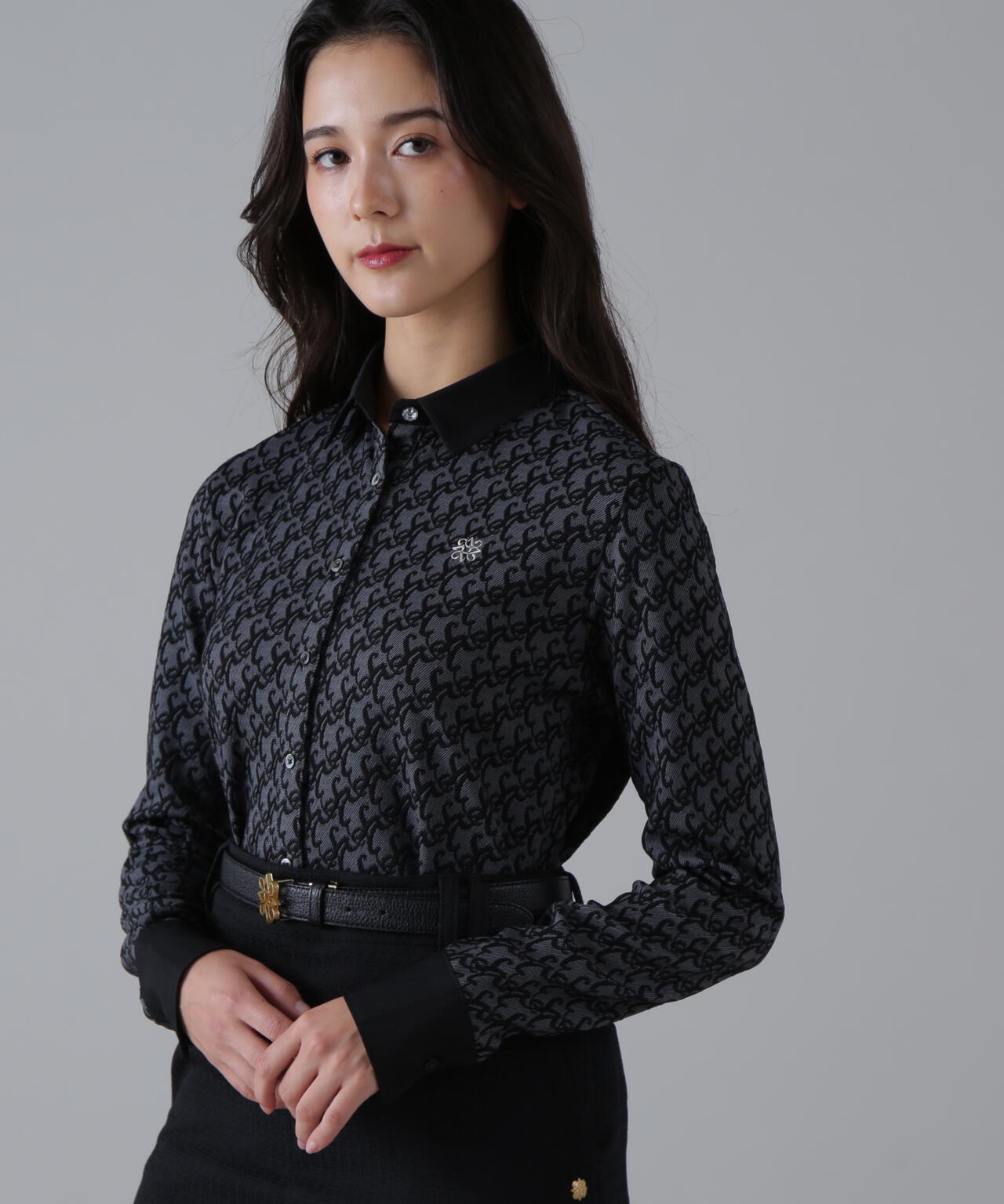 SAロゴふくれジャガード長袖シャツ (WOMENS)