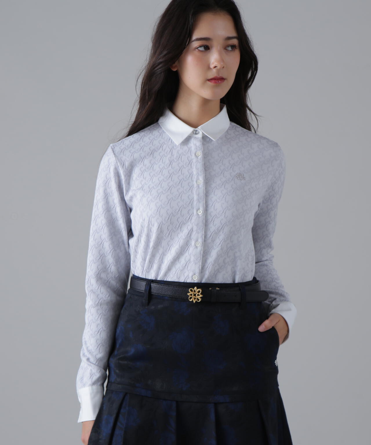 SAロゴふくれジャガード長袖シャツ (WOMENS)