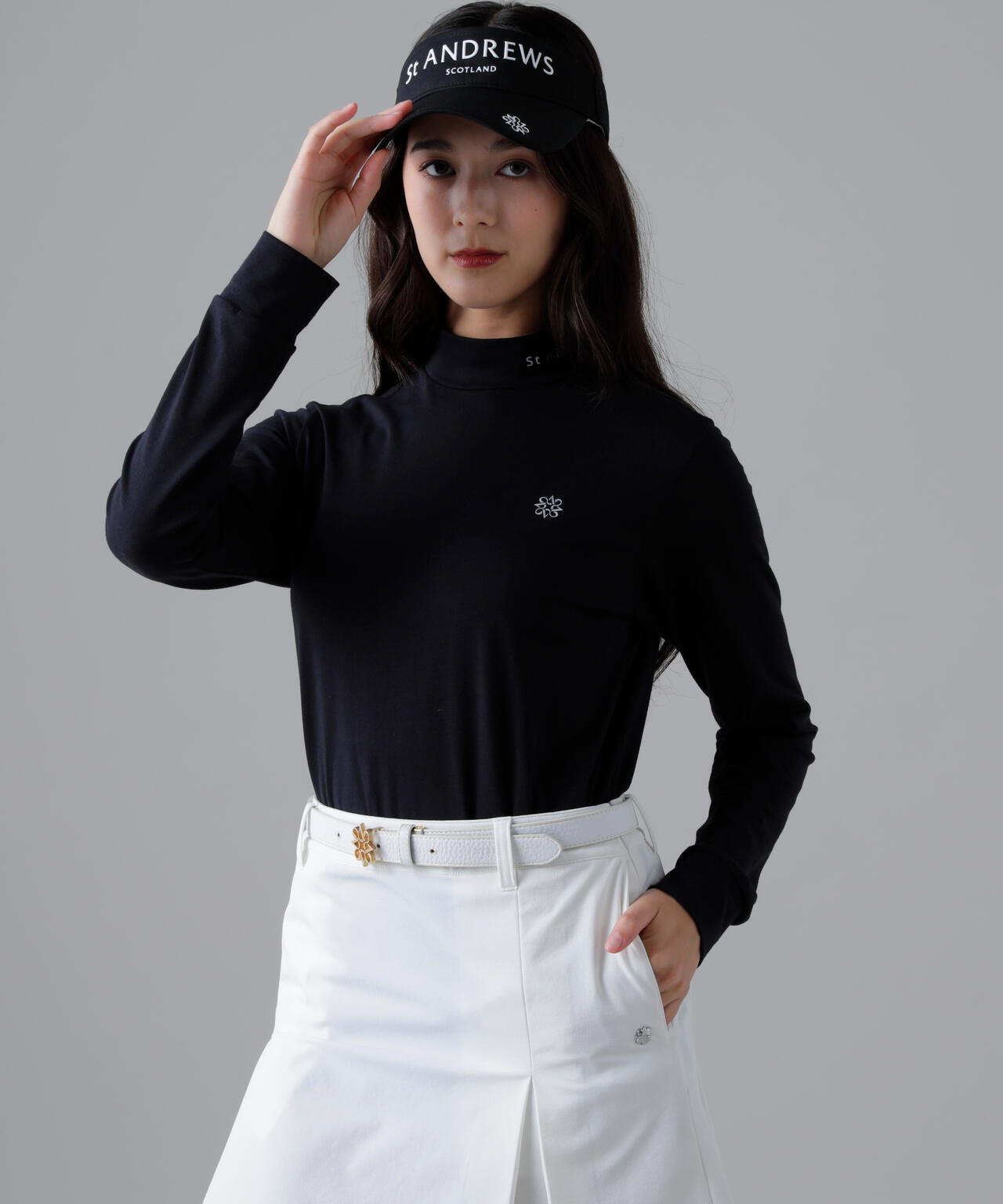 ベア天竺長袖ハイネックカットソー (WOMENS)