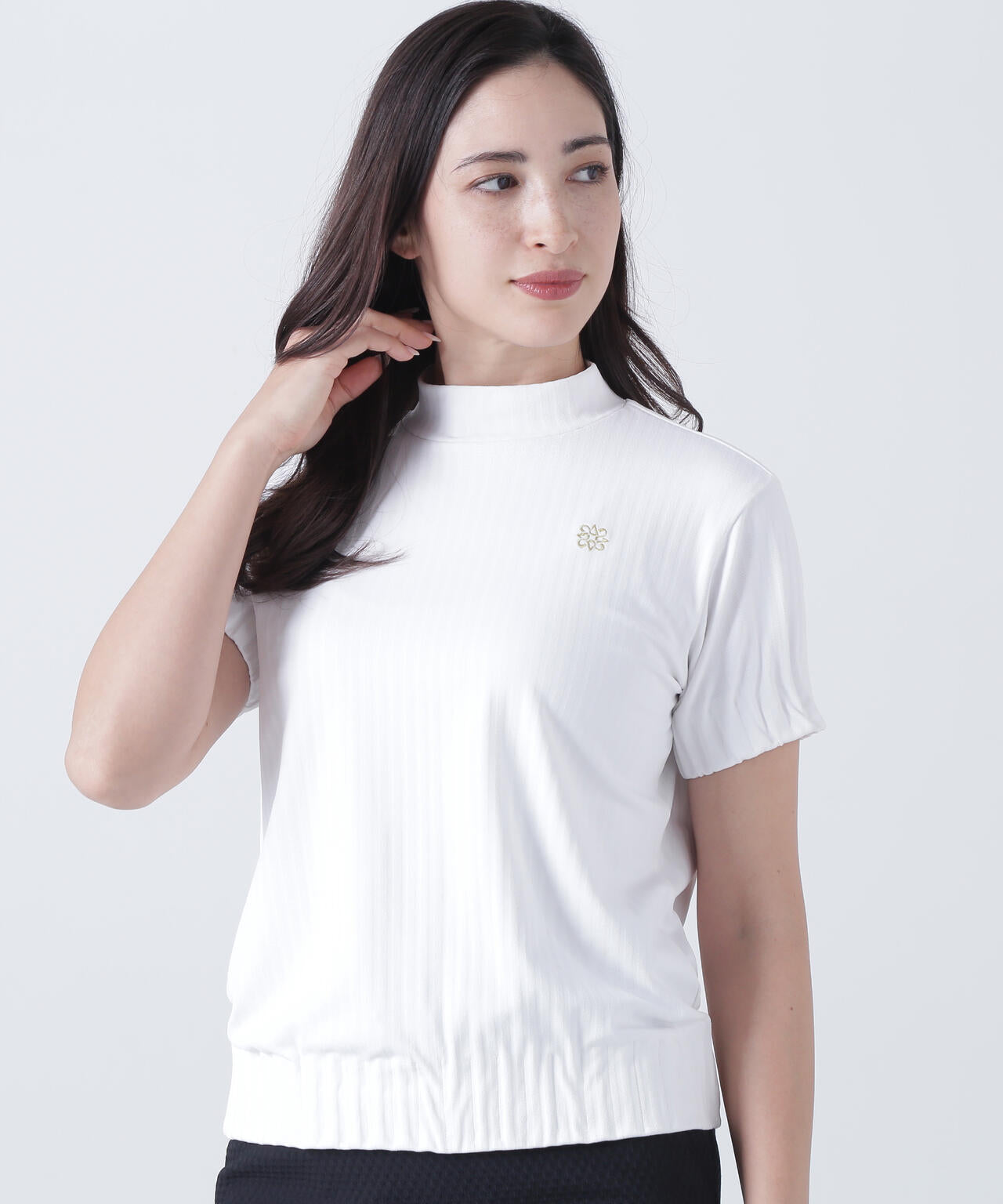 ベアサッカージャガード半袖ハイネックカットソー (WOMENS)