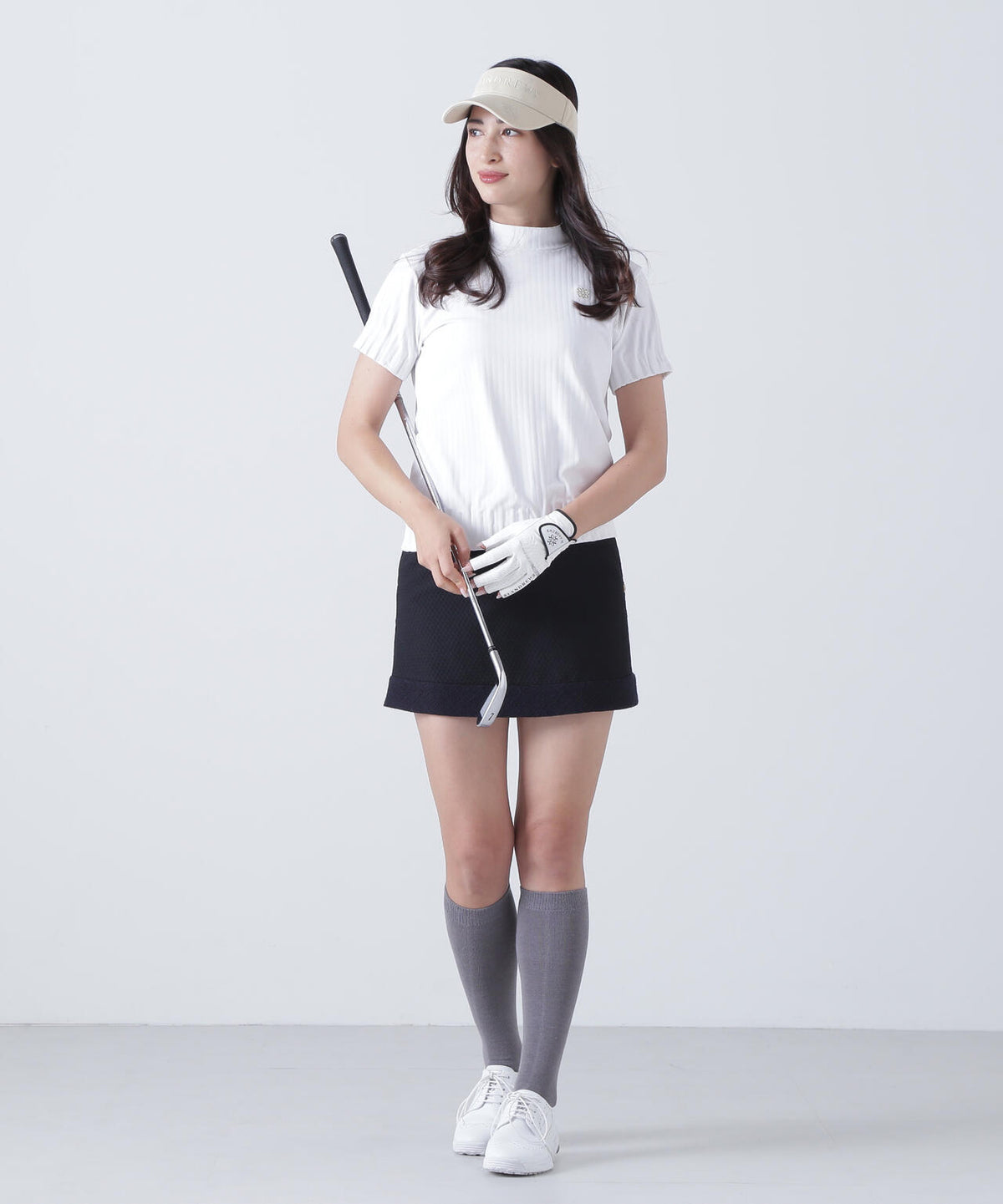 ベアサッカージャガード半袖ハイネックカットソー (WOMENS)