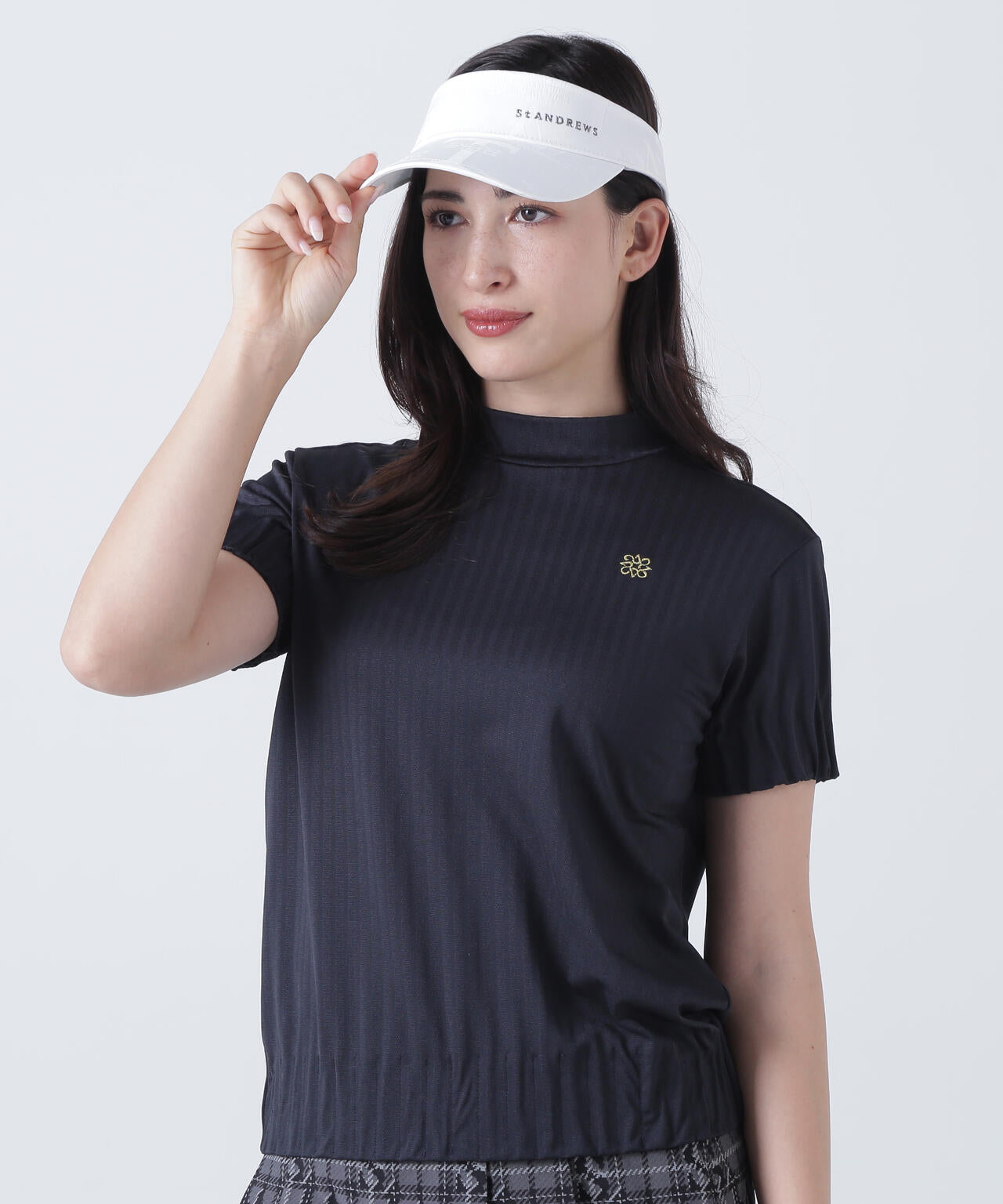 ベアサッカージャガード半袖ハイネックカットソー (WOMENS)