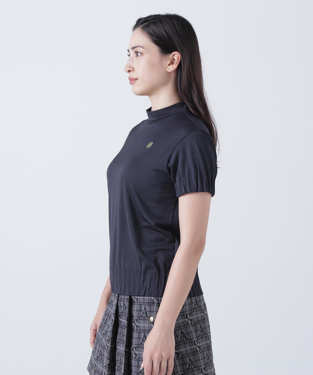 ベアサッカージャガード半袖ハイネックカットソー (WOMENS)