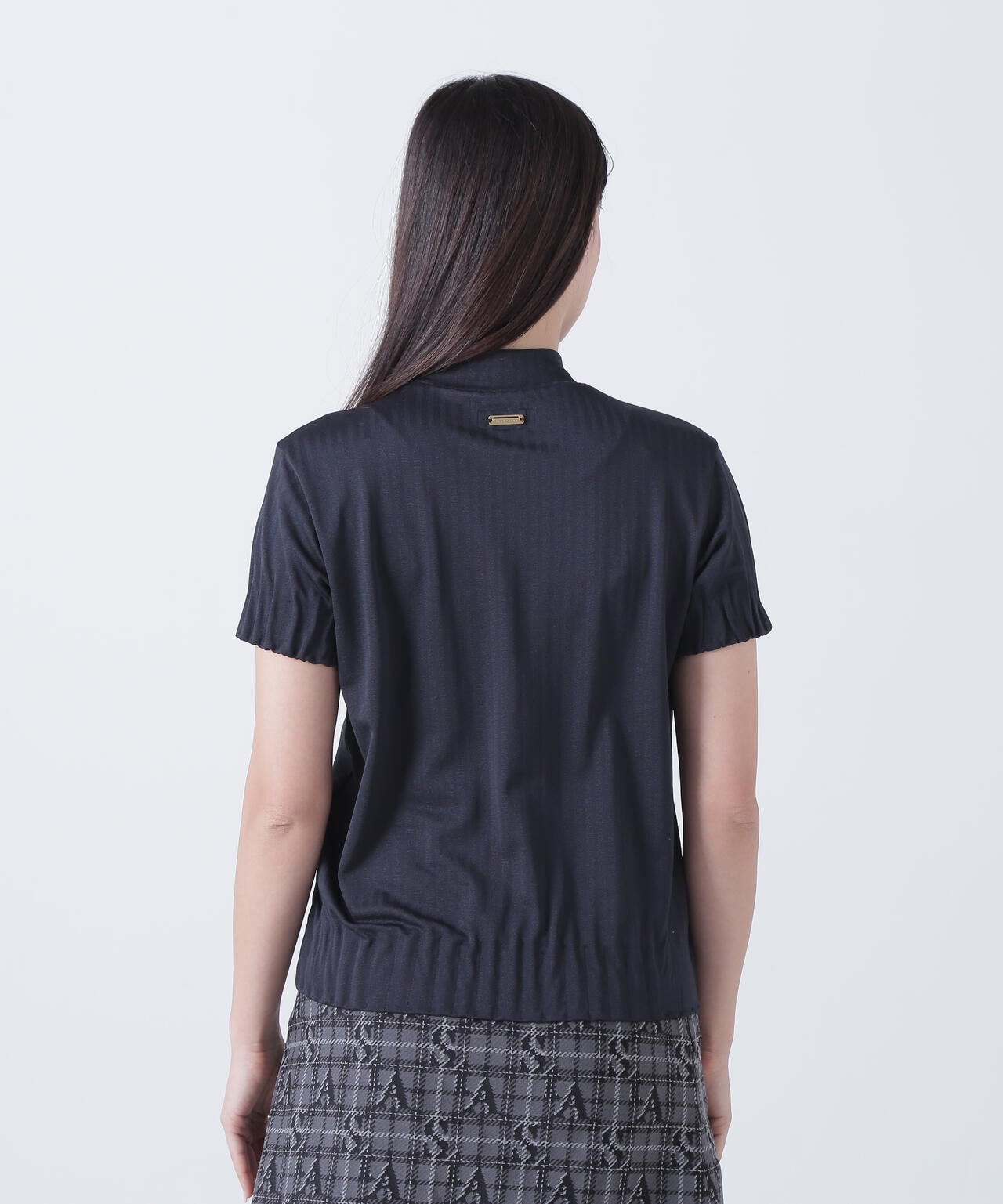 ベアサッカージャガード半袖ハイネックカットソー (WOMENS)