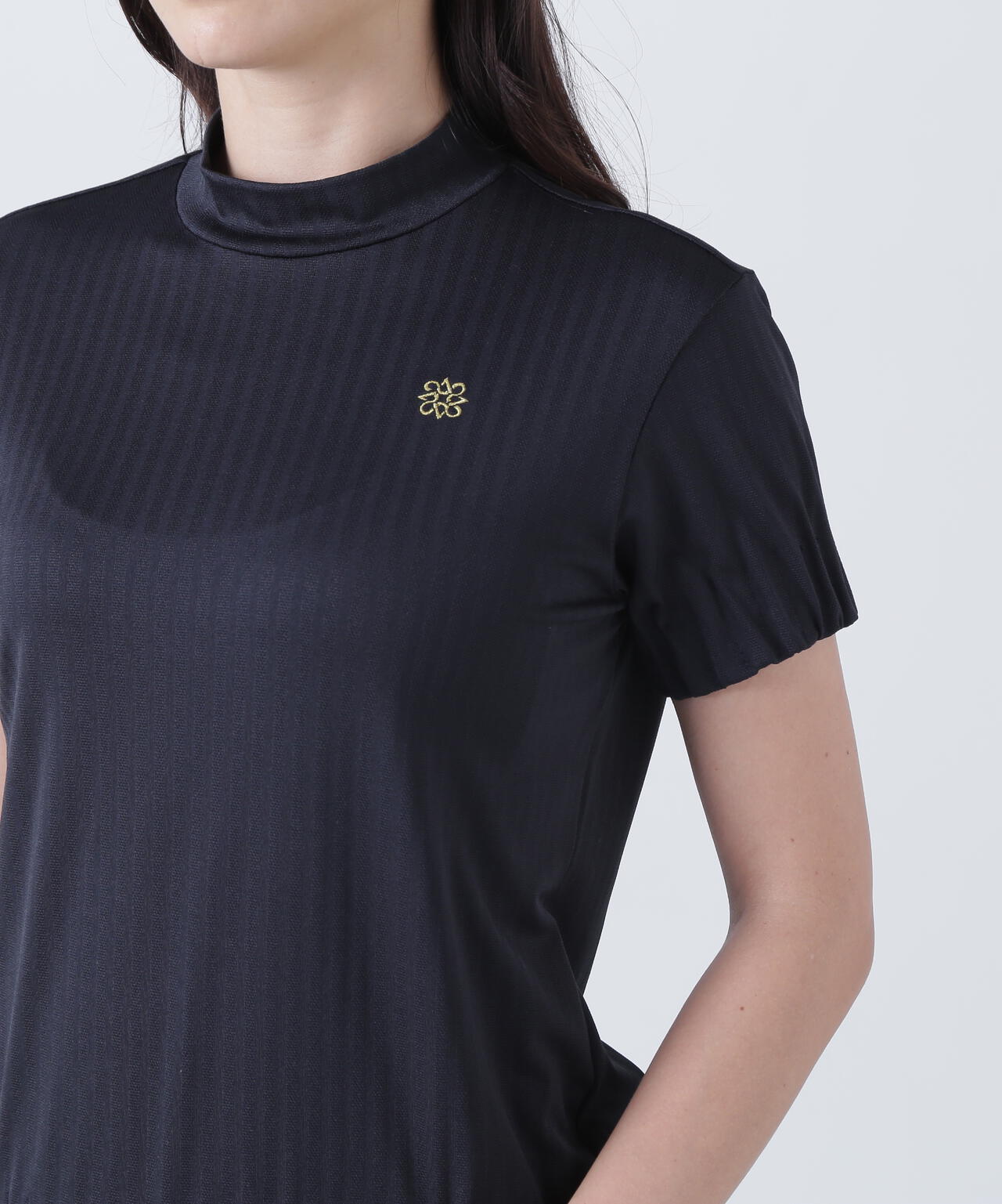 ベアサッカージャガード半袖ハイネックカットソー (WOMENS)