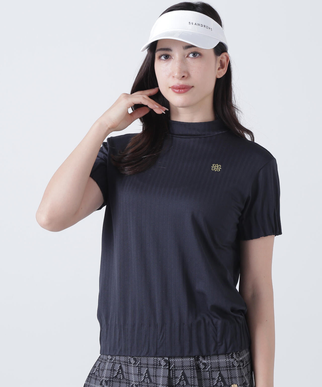 ベアサッカージャガード半袖ハイネックカットソー (WOMENS)