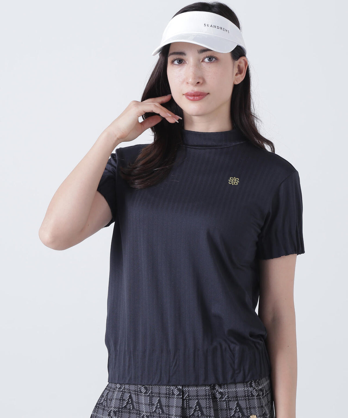 ベアサッカージャガード半袖ハイネックカットソー (WOMENS)