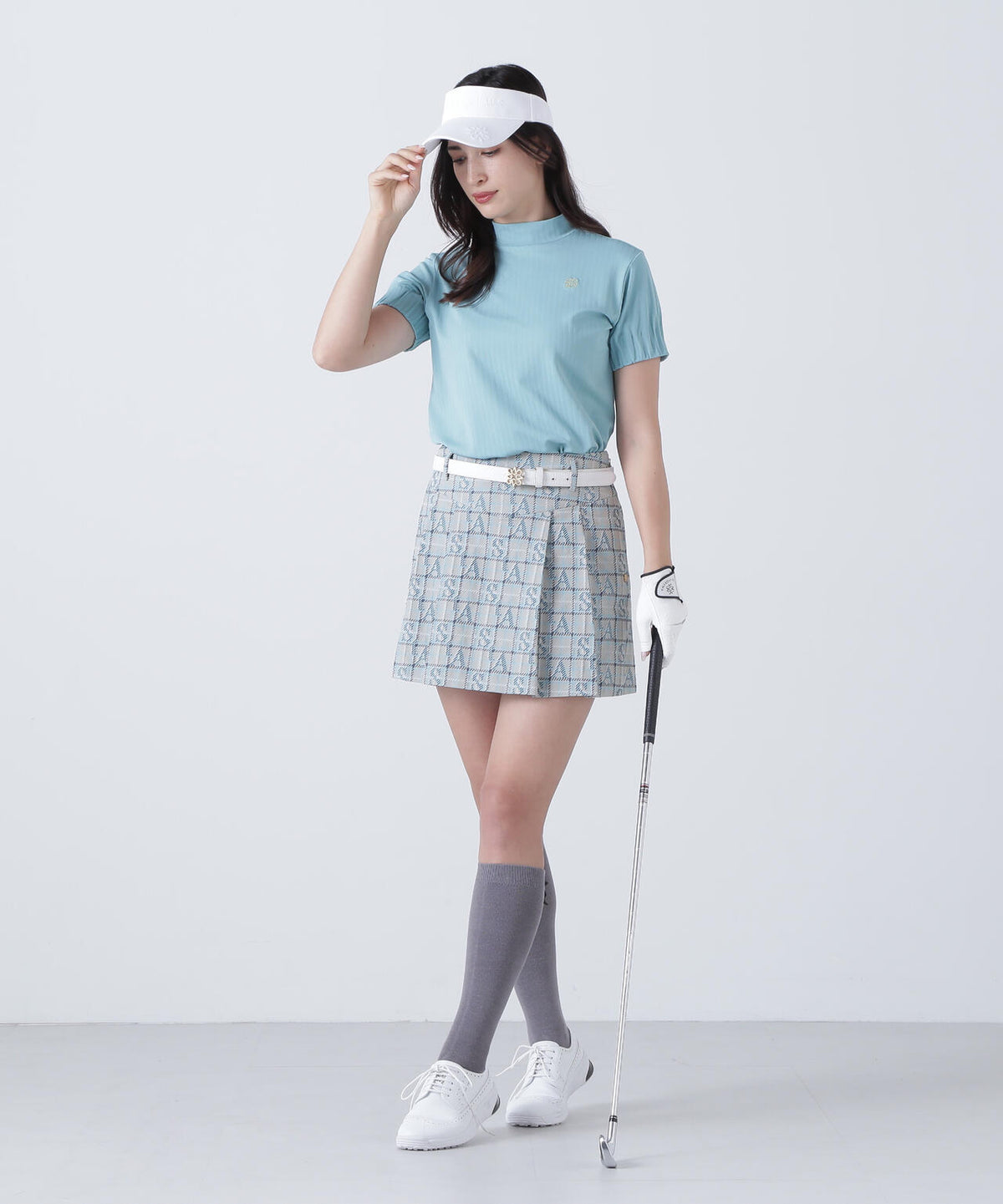 ベアサッカージャガード半袖ハイネックカットソー (WOMENS)