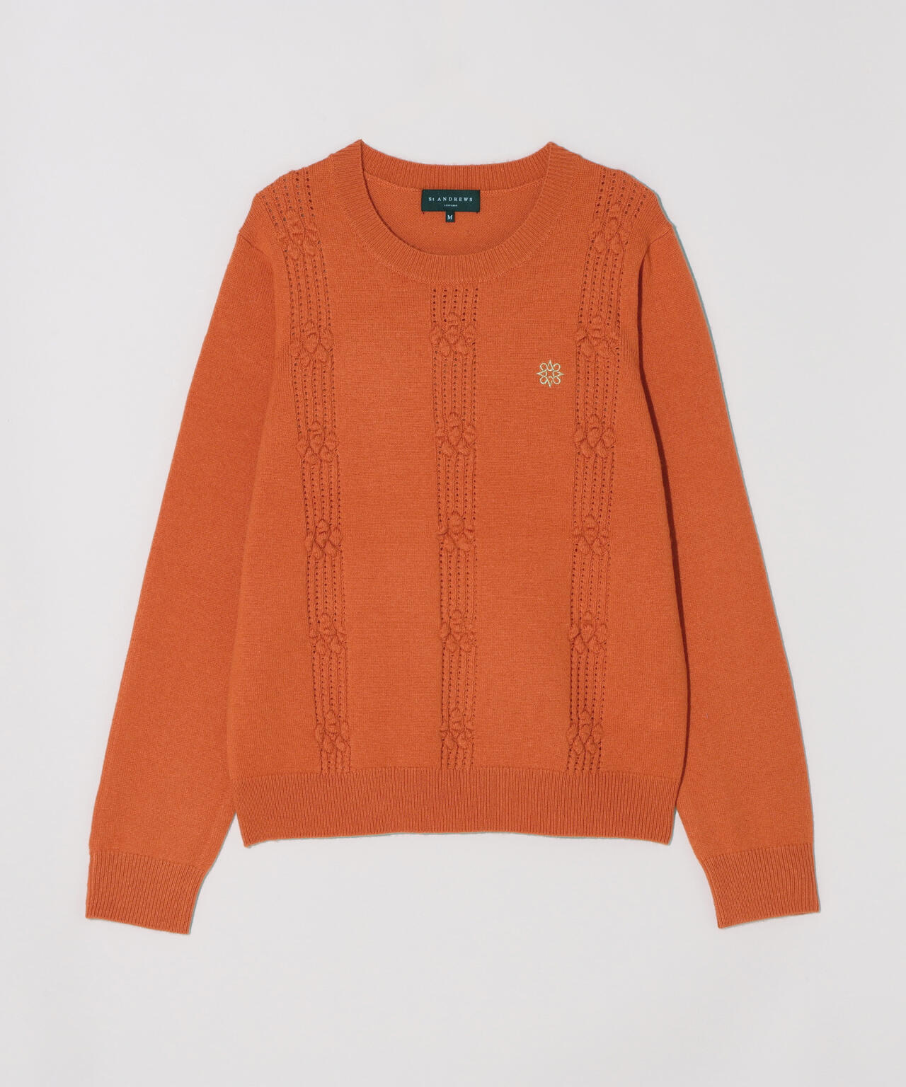 9Gアイレットリブ花柄クルーネックニットプルオーバー (WOMENS)