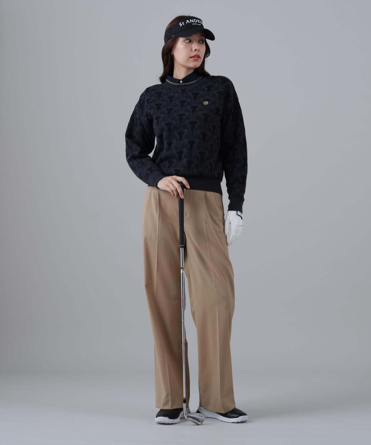 14Gアザミダマスクジャガードクルーネックニットプルオーバー (WOMENS)