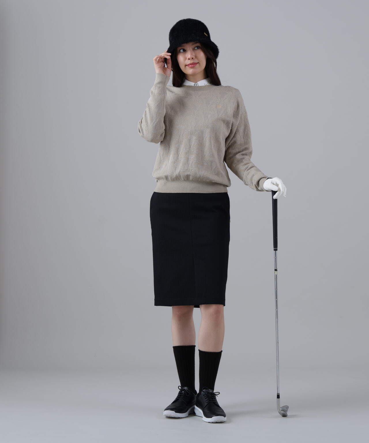 14Gアザミダマスクジャガードクルーネックニットプルオーバー (WOMENS)