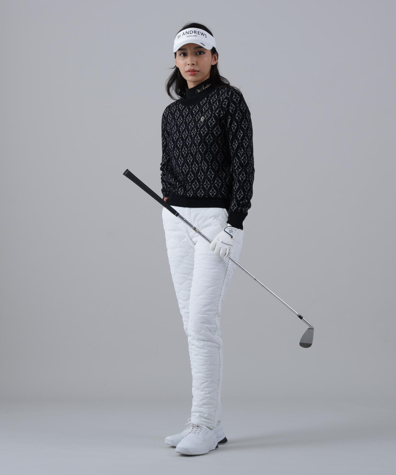 16Gダイヤロゴジャガードクルーネックニットプルオーバー (WOMENS)