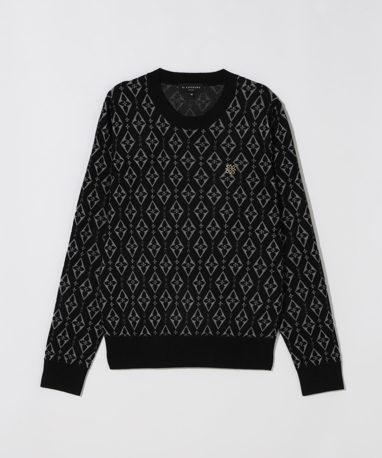 16Gダイヤロゴジャガードクルーネックニットプルオーバー (WOMENS)