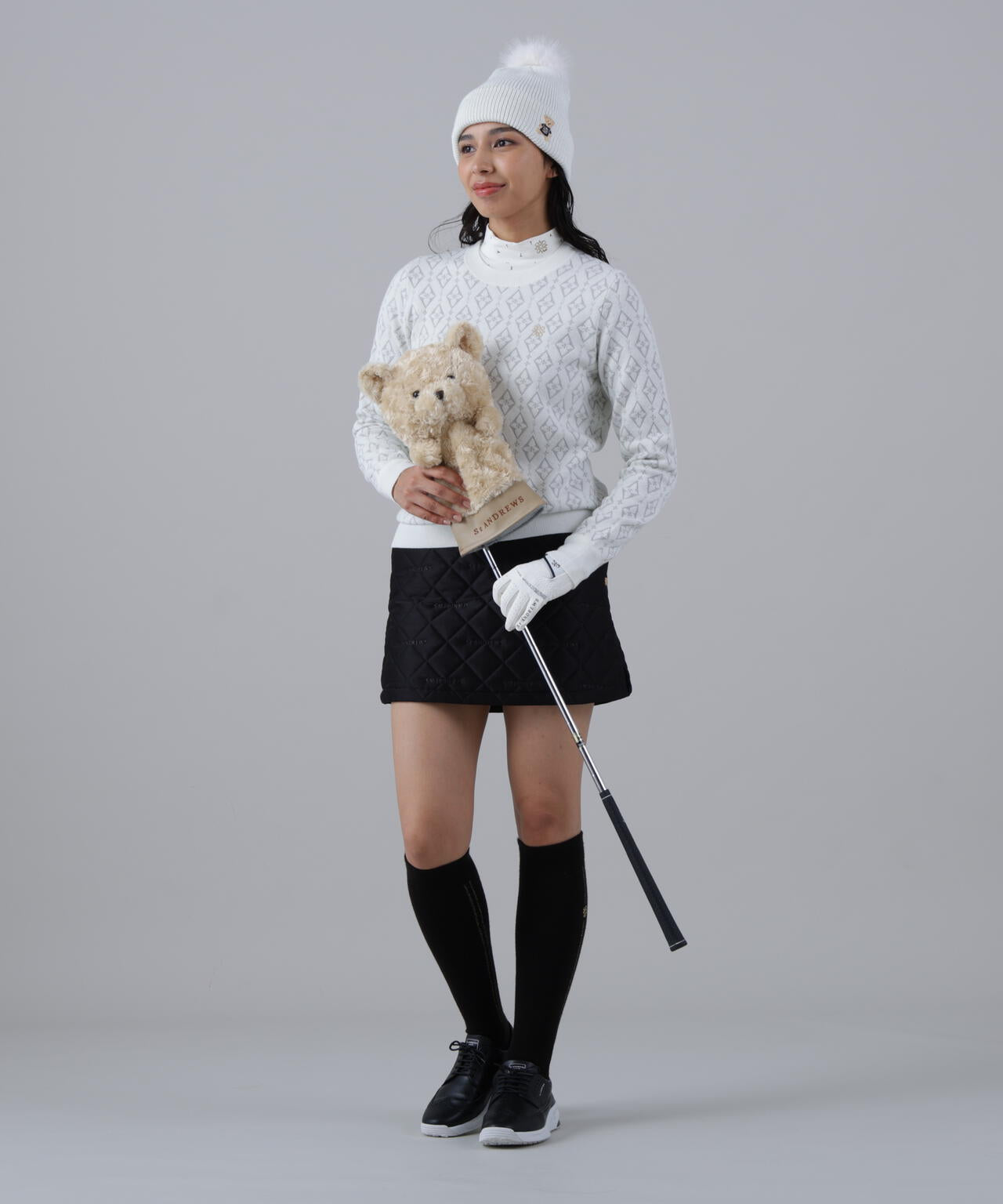 16Gダイヤロゴジャガードクルーネックニットプルオーバー (WOMENS)