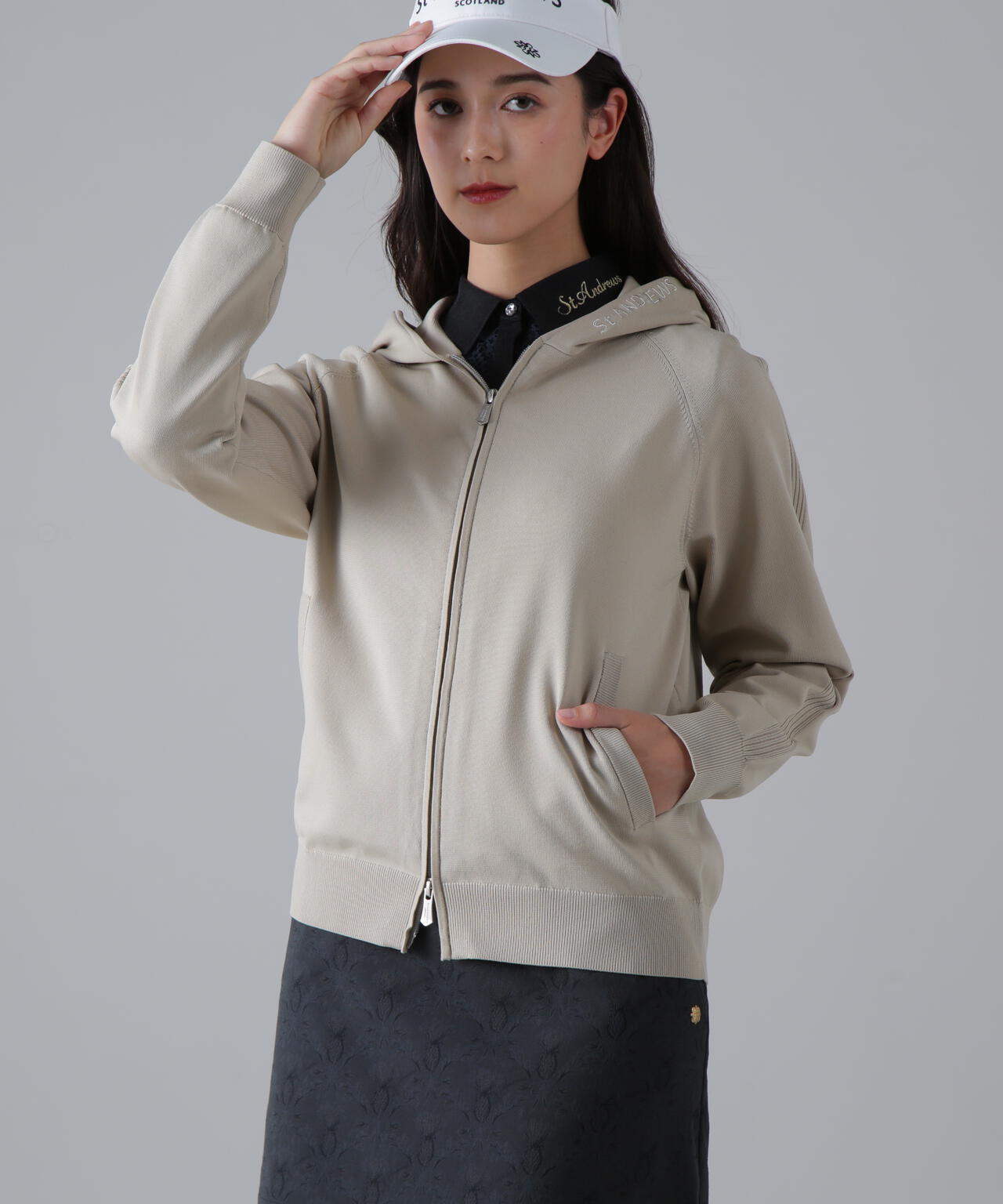 14G天竺×リブフルジップニットフーディ (WOMENS)