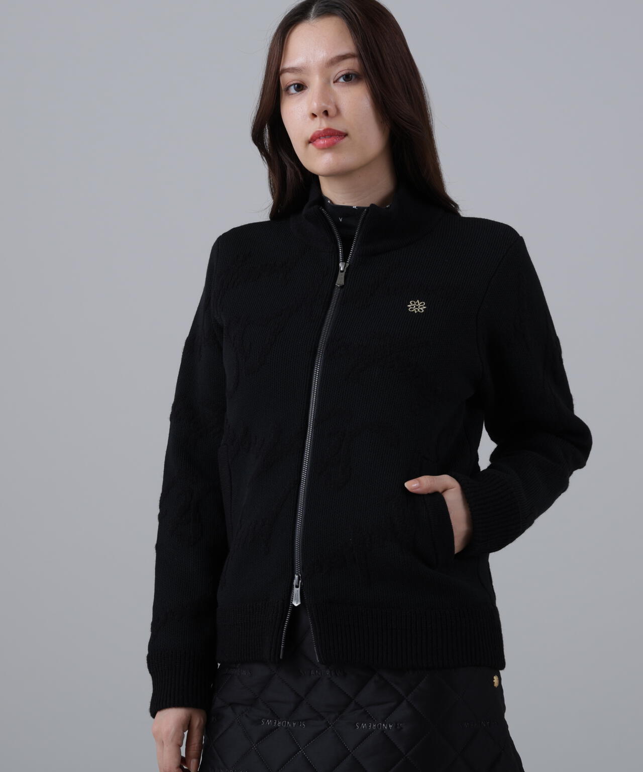 7Gランダムロゴジャガードニットブルゾン (WOMENS)