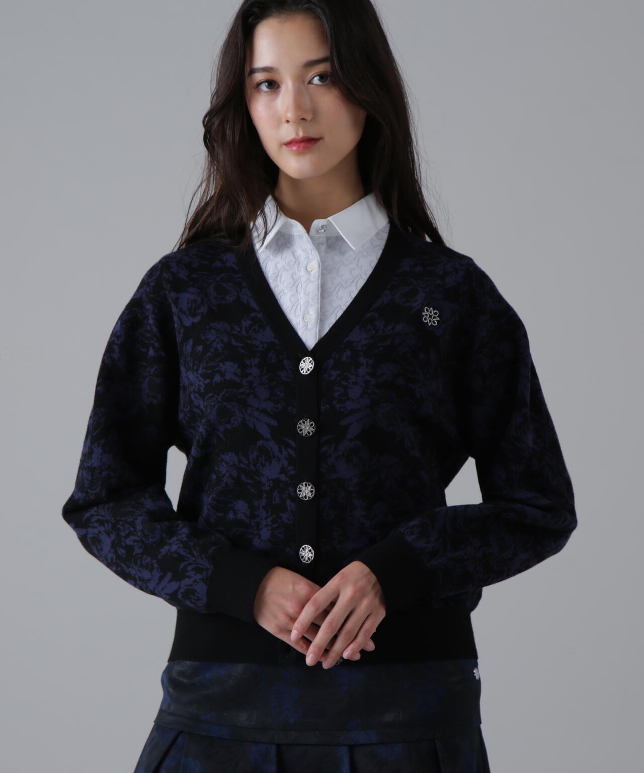 16Gボニースコットランドジャガードニットカーディガン (WOMENS)