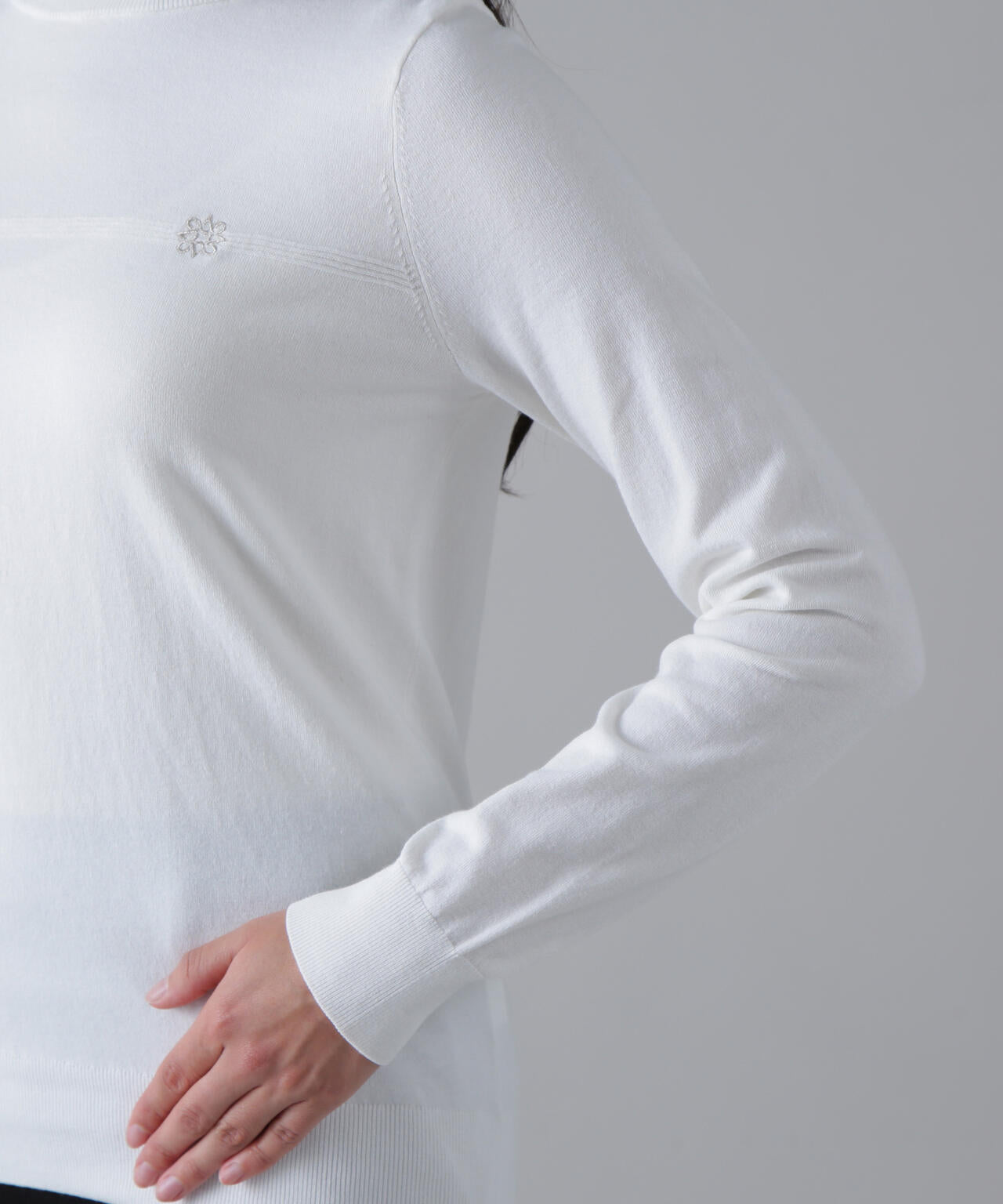 カシミヤタッチ天竺モックネックニットプルオーバー (WOMENS)