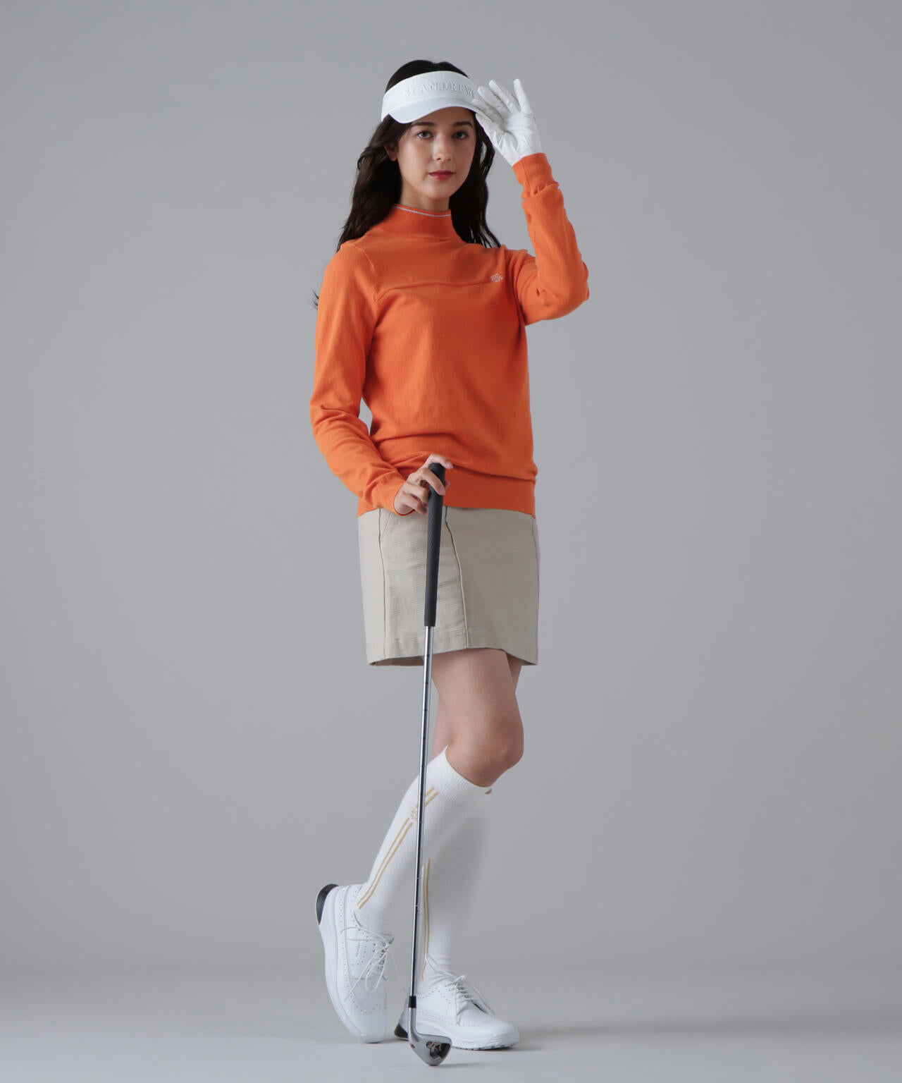 カシミヤタッチ天竺モックネックニットプルオーバー (WOMENS)