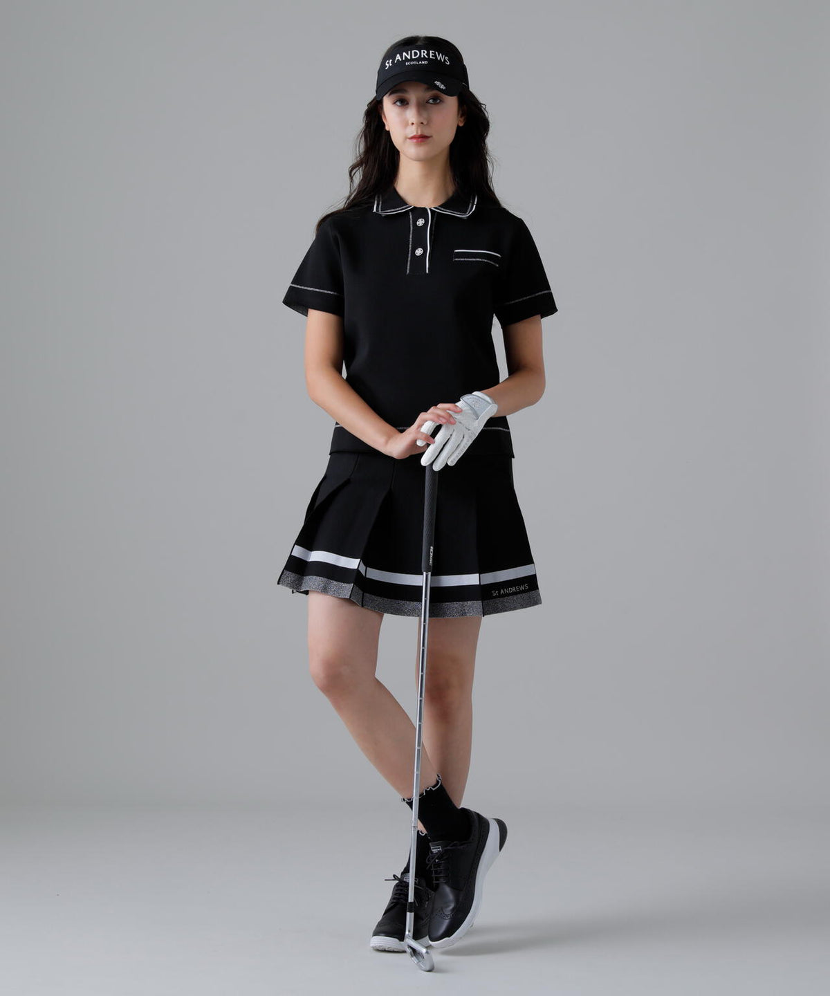 16Gダブルジャガード半袖ニットポロ (WOMENS)