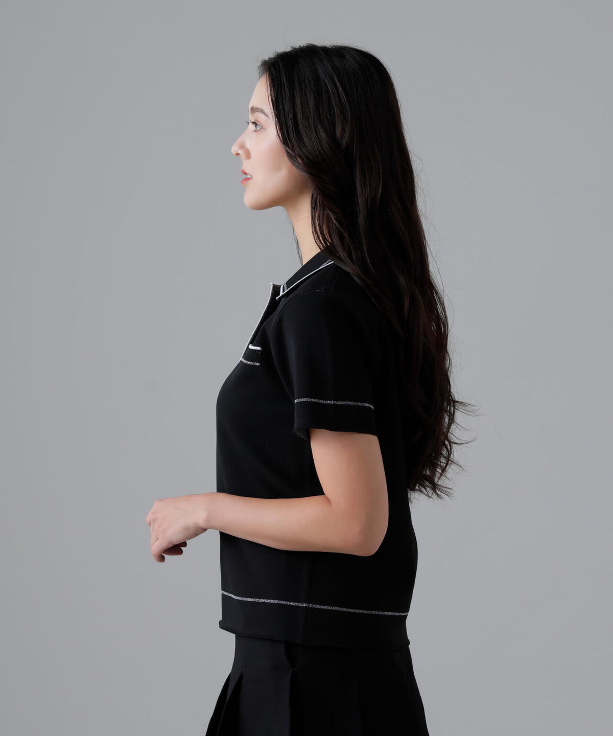 16Gダブルジャガード半袖ニットポロ (WOMENS)