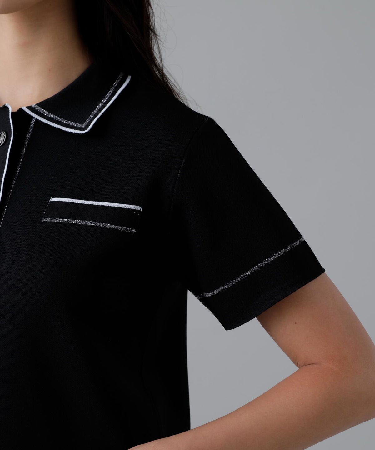 16Gダブルジャガード半袖ニットポロ (WOMENS)