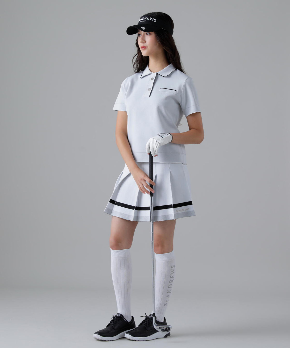 16Gダブルジャガード半袖ニットポロ (WOMENS)