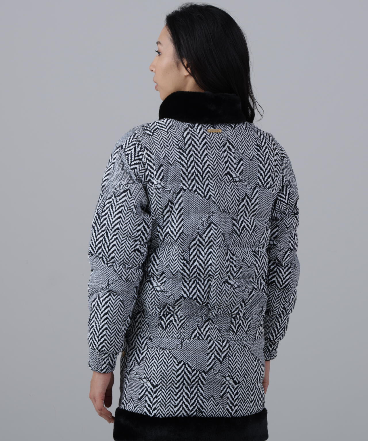 ヘリンボーンプリント中綿キルトブルゾン (WOMENS)