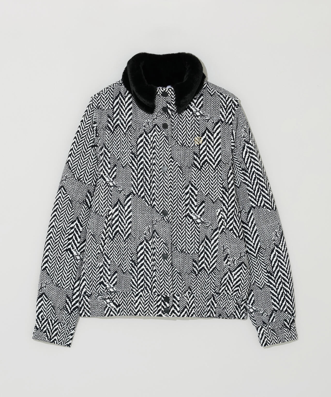 ヘリンボーンプリント中綿キルトブルゾン (WOMENS)