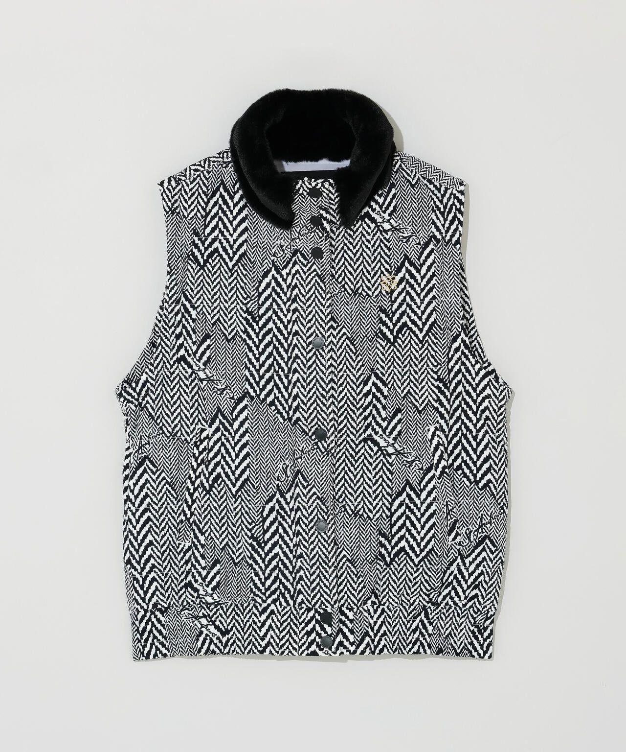 ヘリンボーンプリント中綿キルトブルゾン (WOMENS)