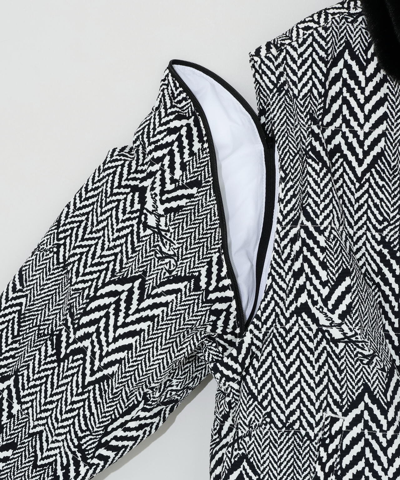 ヘリンボーンプリント中綿キルトブルゾン (WOMENS)