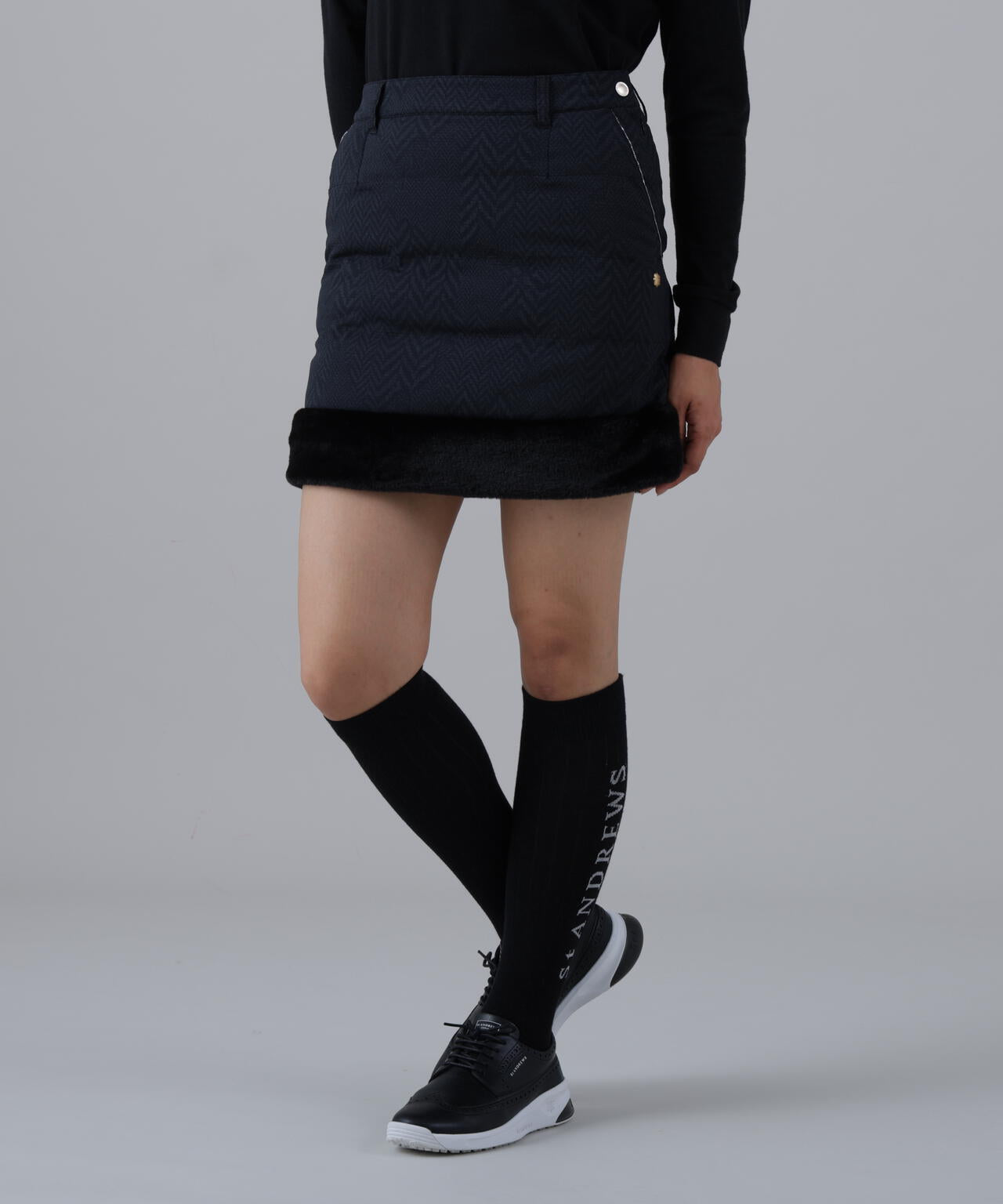 ヘリンボーンプリント中綿キルトスカート (WOMENS)