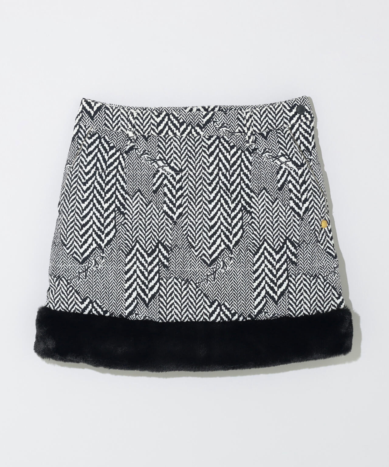 ヘリンボーンプリント中綿キルトスカート (WOMENS)