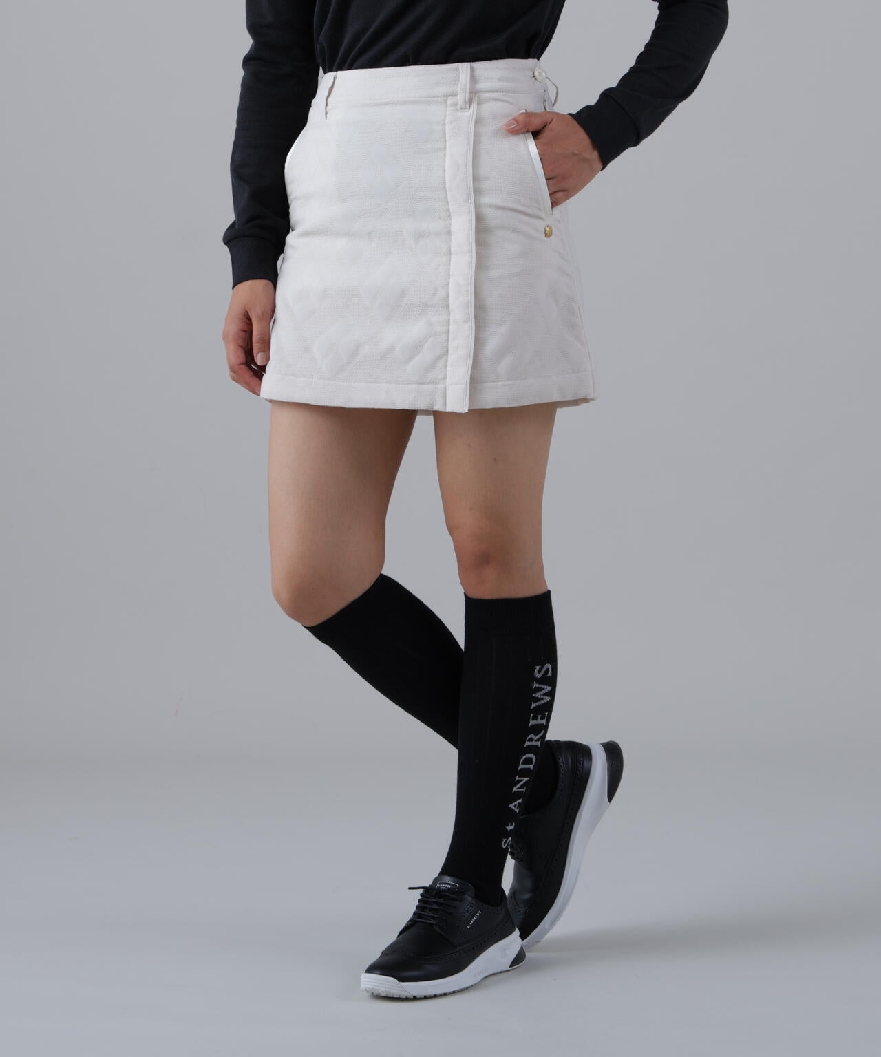 ○★新品未使用　St ANDREWS　クロッシングロゴ ジャガードスカート　L ○☆新品未使用 St ANDREWS クロッシングロゴ ジャガードスカート L