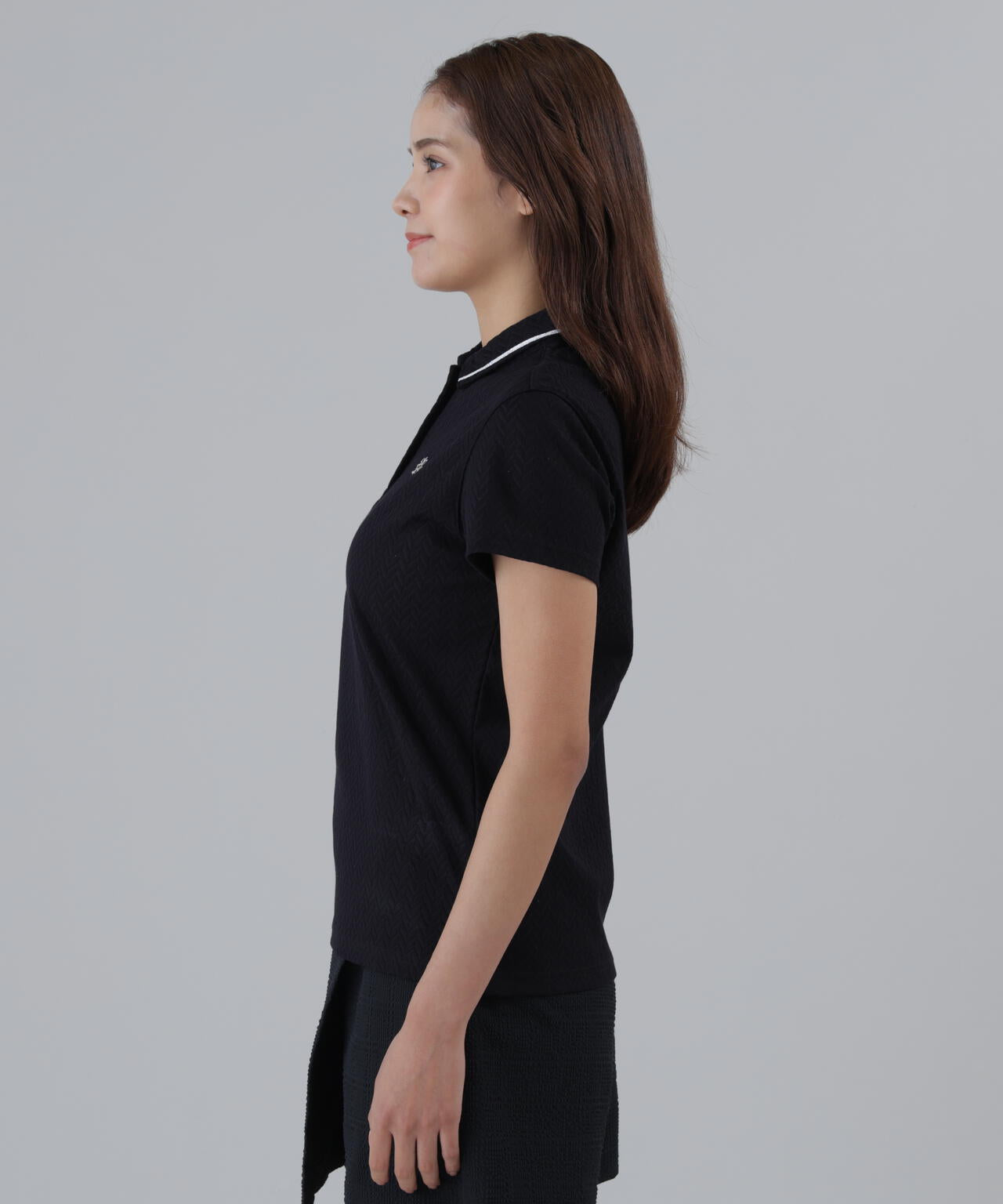 ヘリンボーンジャガード半袖ポロシャツ (WOMENS)