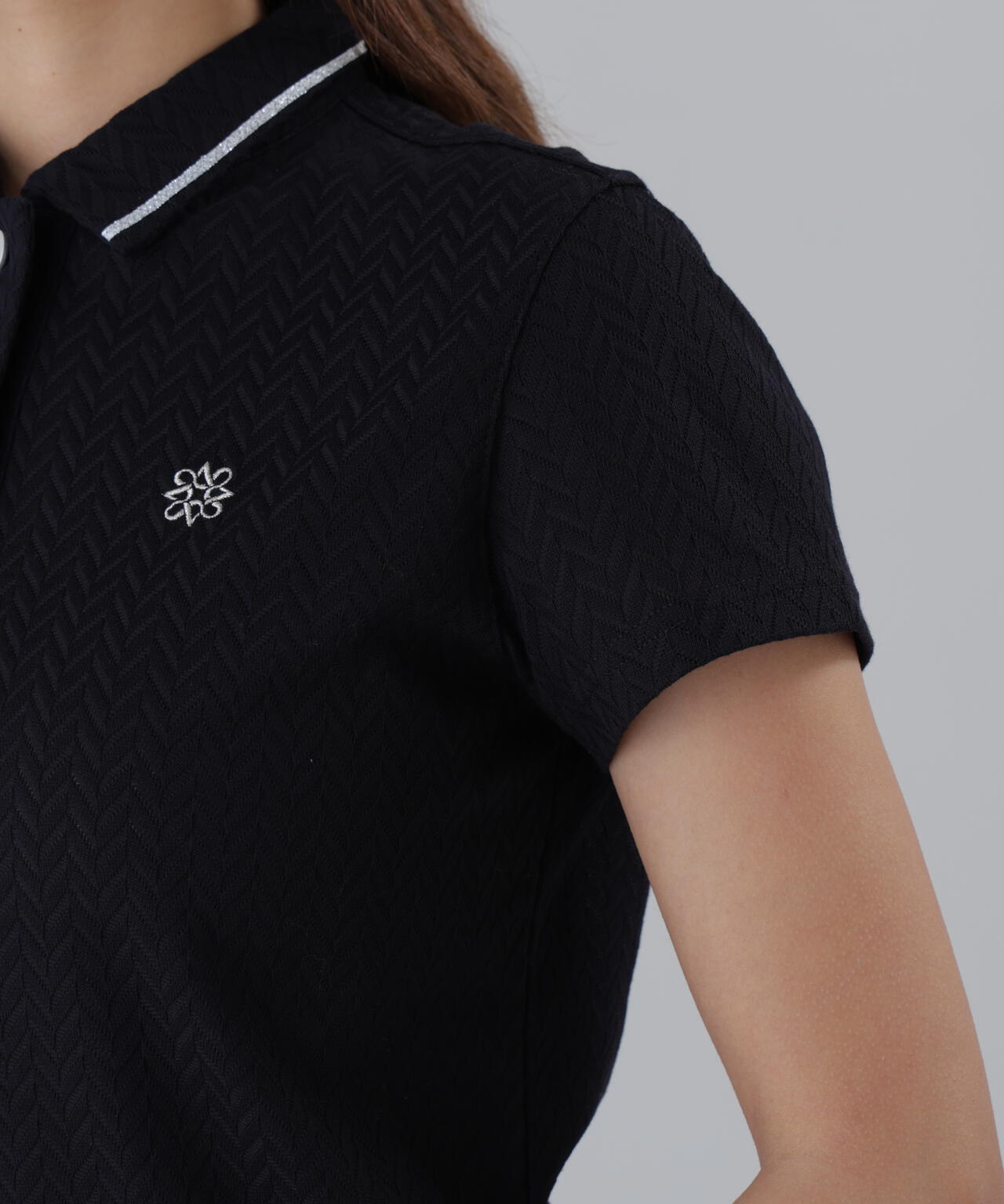 ヘリンボーンジャガード半袖ポロシャツ (WOMENS)